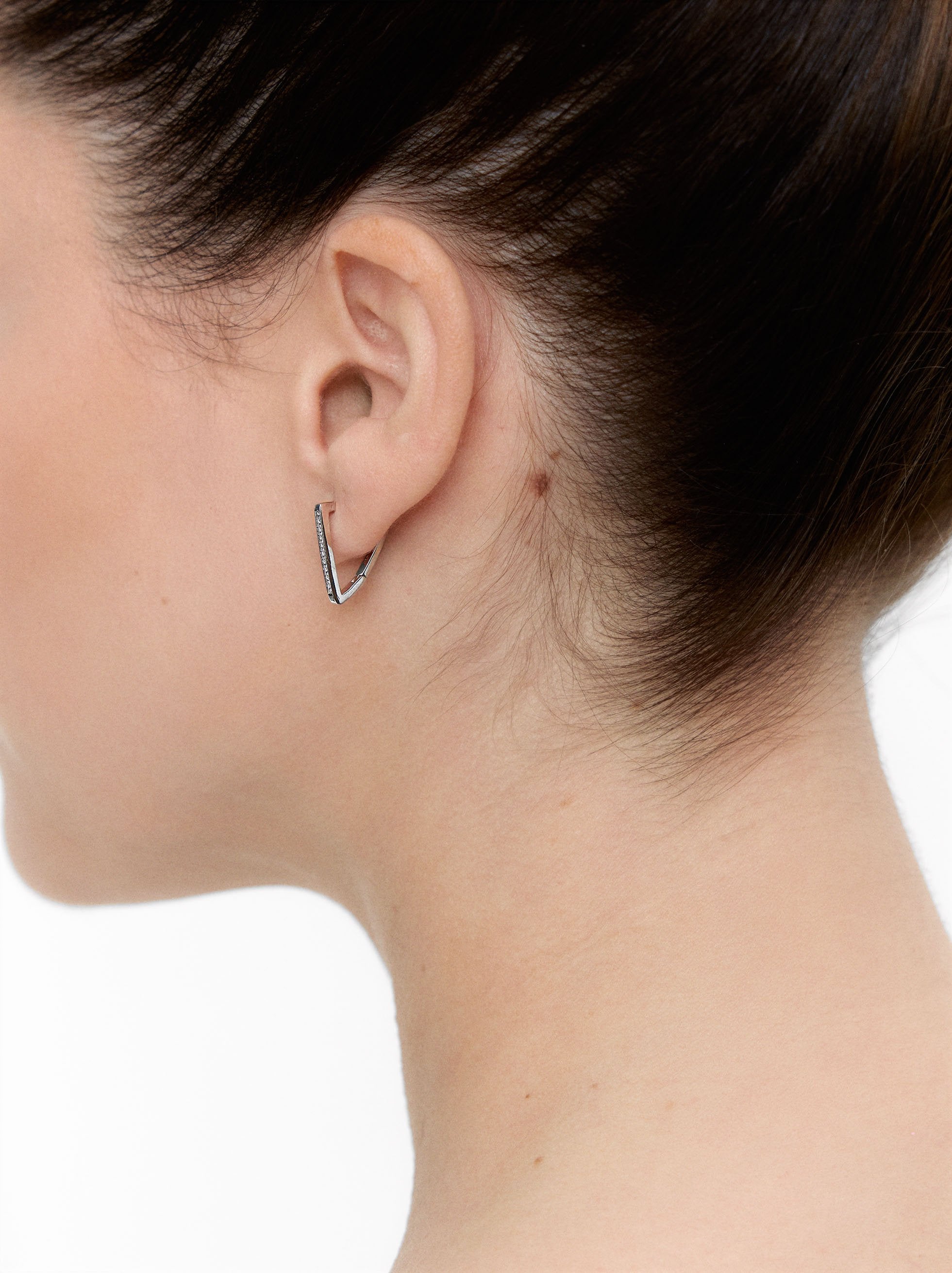 Pendientes Triángulos Con Circonitas - Plata De Ley 925