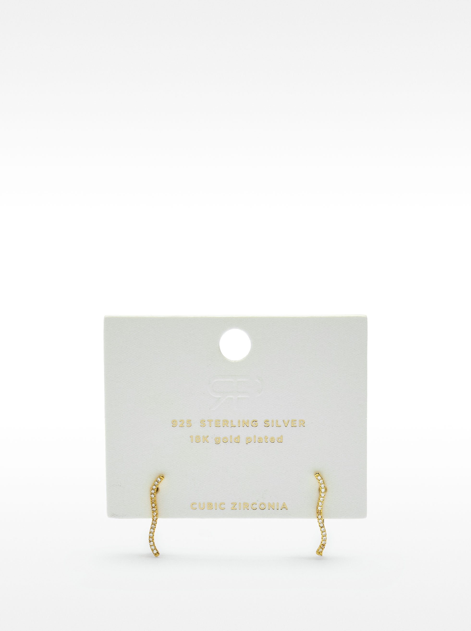 Pendientes Onda Con Circonitas De Plata De Ley 925