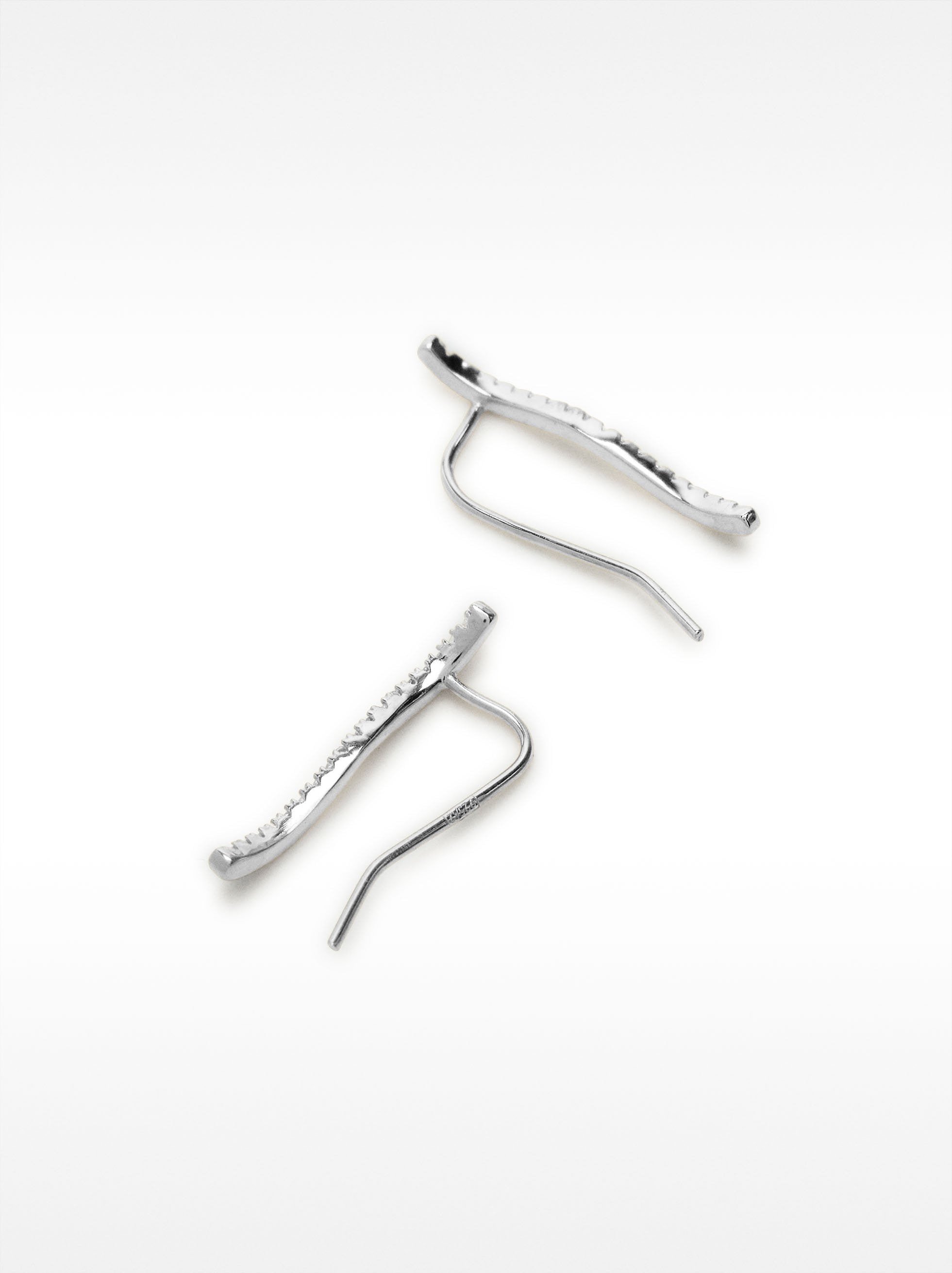 Pendientes Onda Con Circonitas - Plata De Ley 925