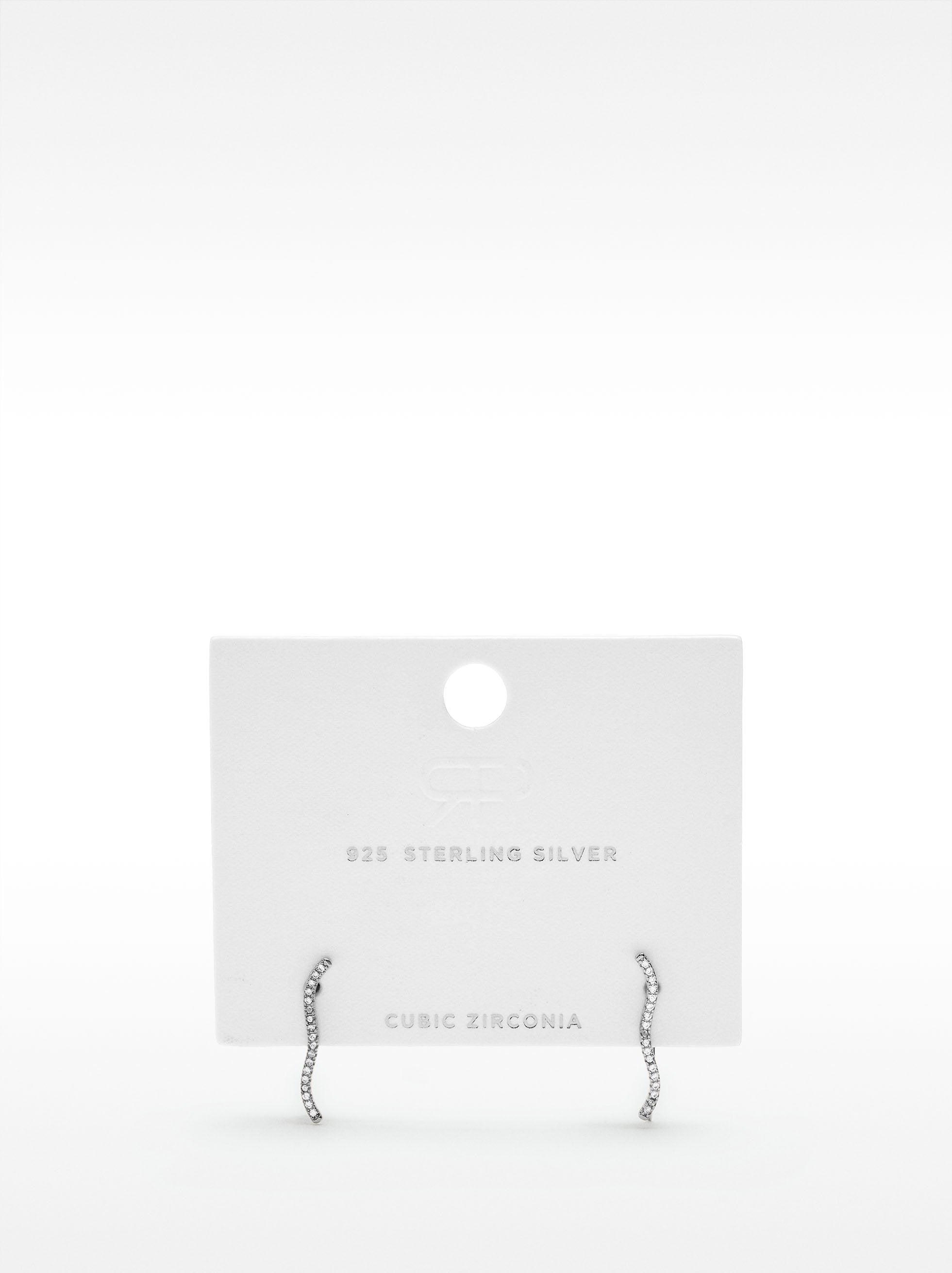 Pendientes Onda Con Circonitas - Plata De Ley 925