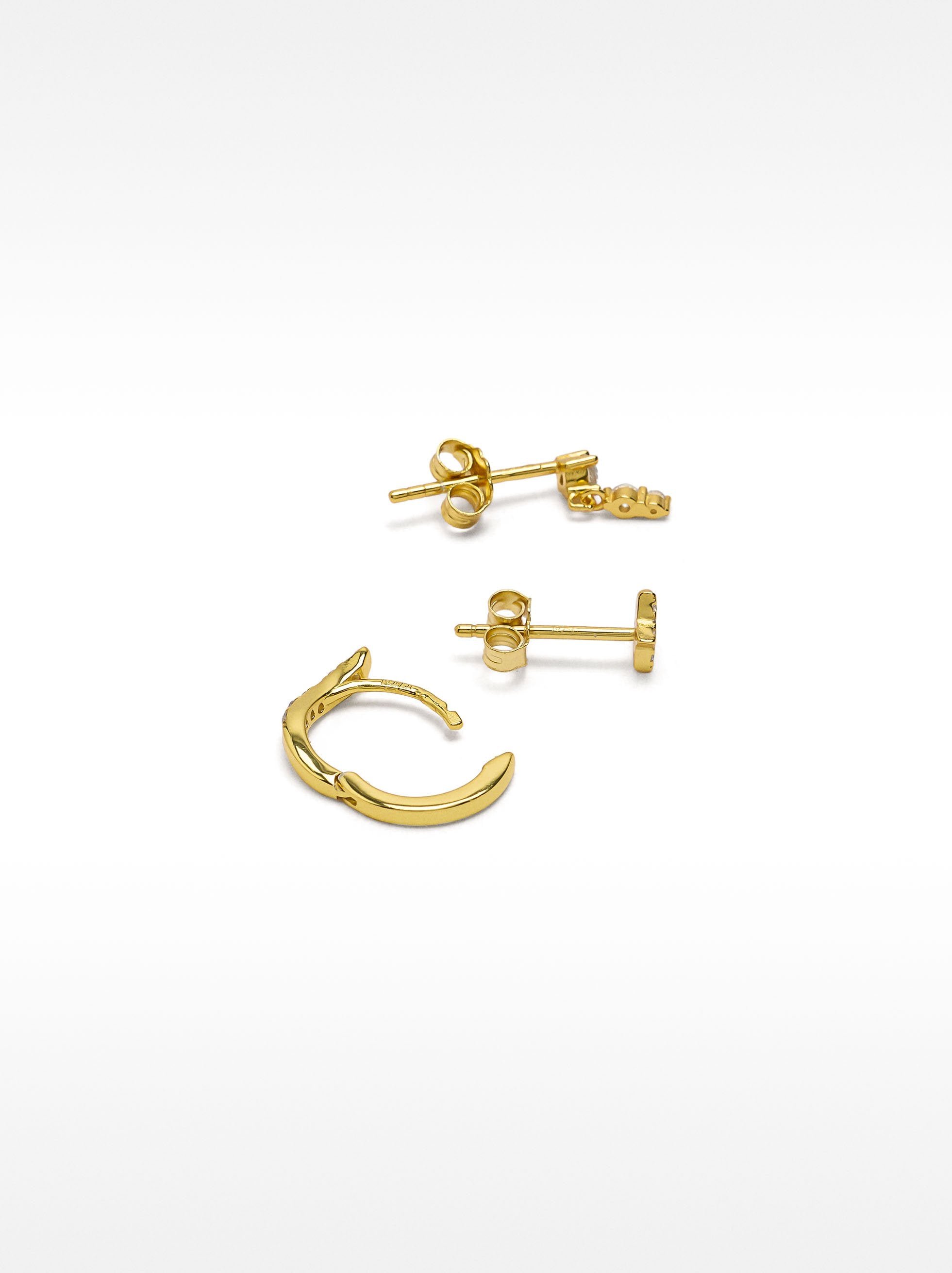 Set De Pendientes Con Circonitas - Plata De Ley 925