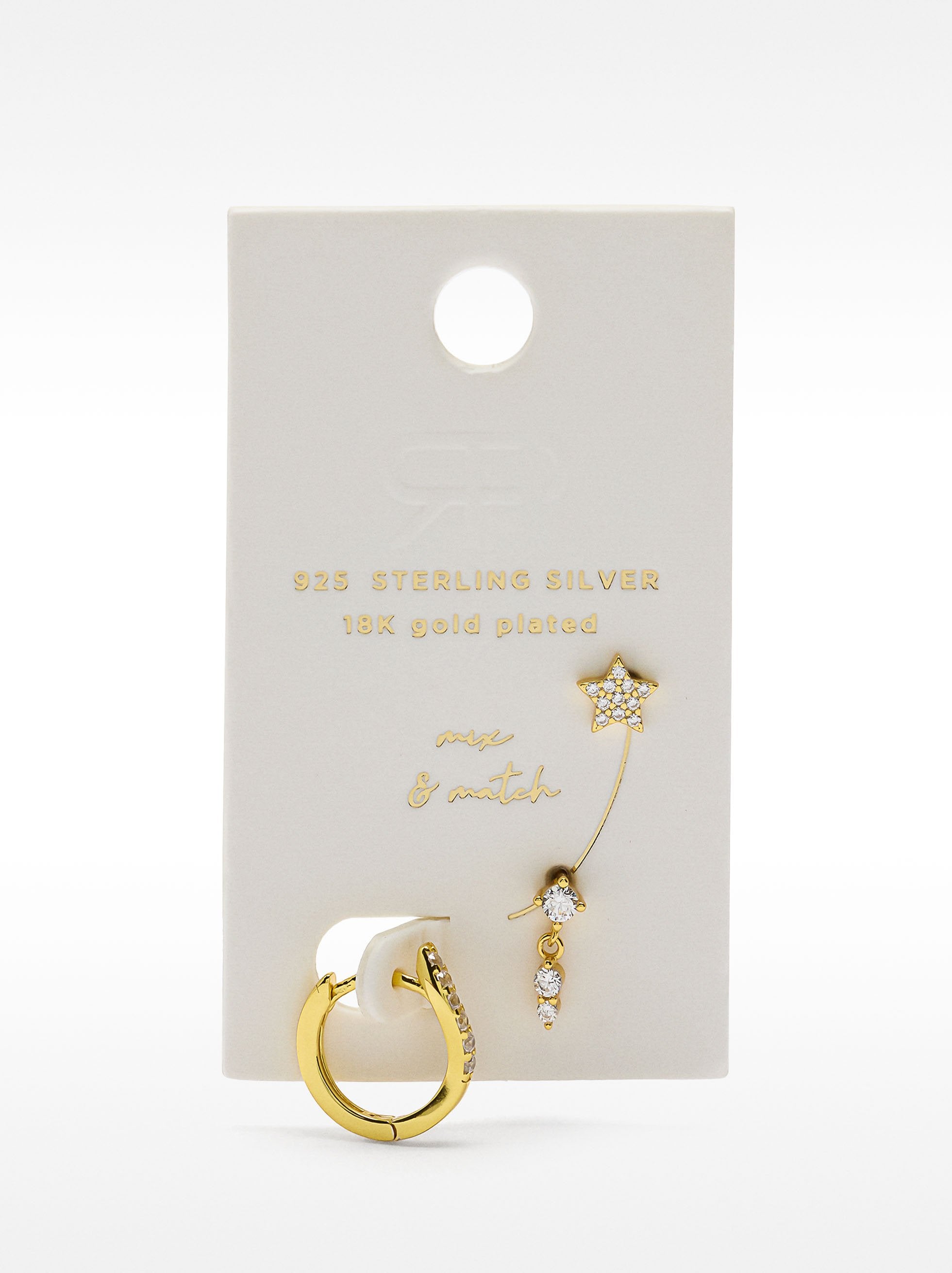 Set De Pendientes Con Circonitas - Plata De Ley 925