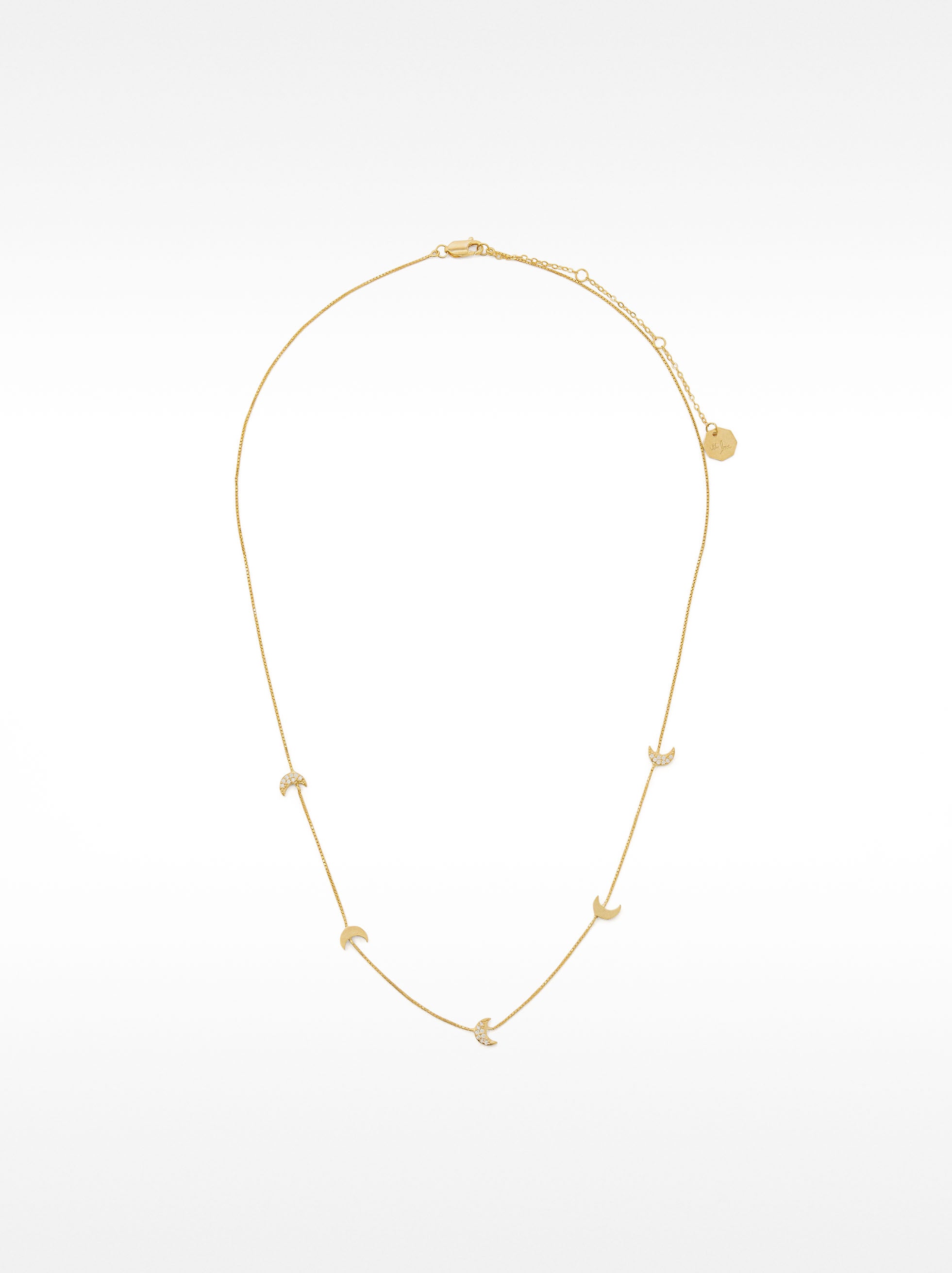 Collar Con Lunas Y Cristales - Plata De Ley 925