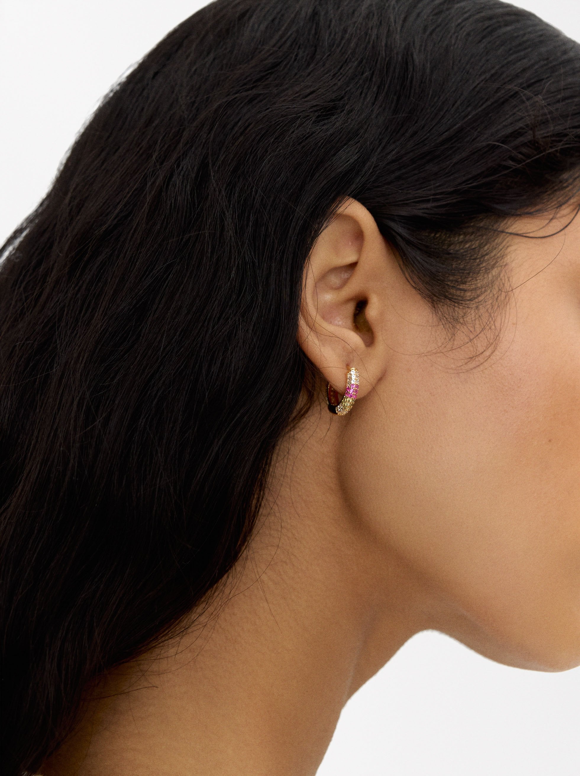 Aros Con Cristales - Plata De Ley 925