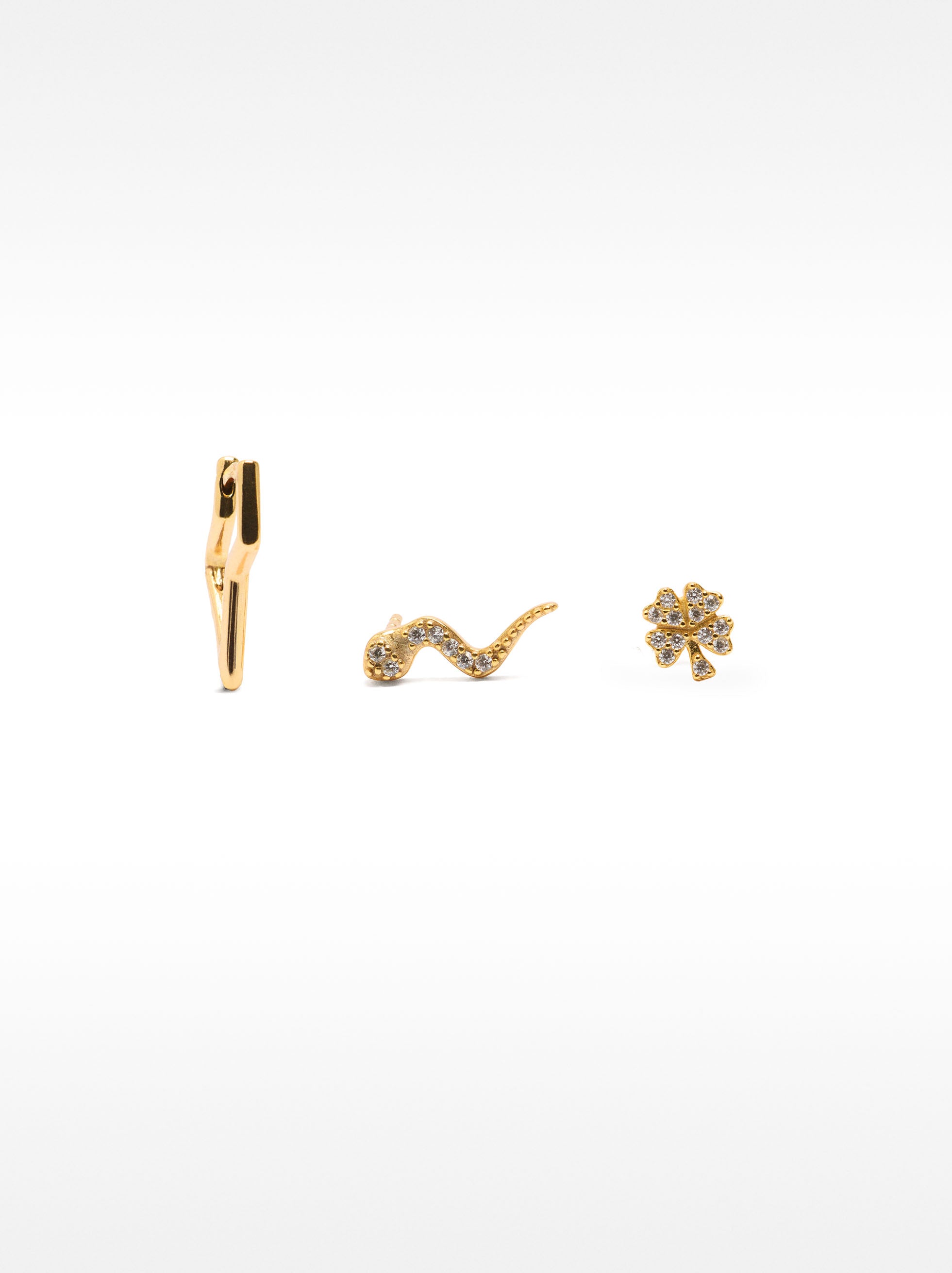 Set De Pendientes Con Cristales - Plata De Ley 925