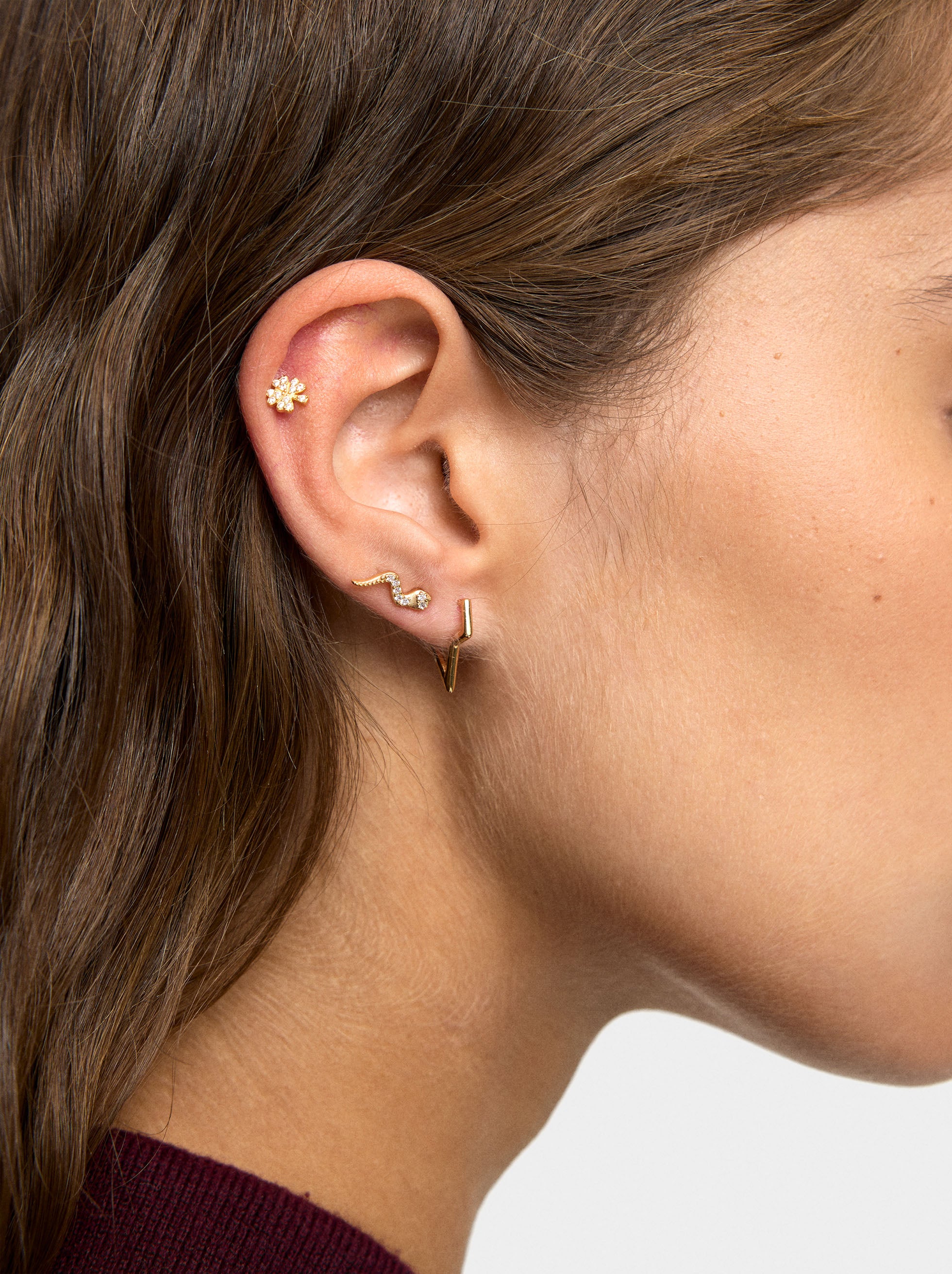 Set De Pendientes Con Cristales - Plata De Ley 925