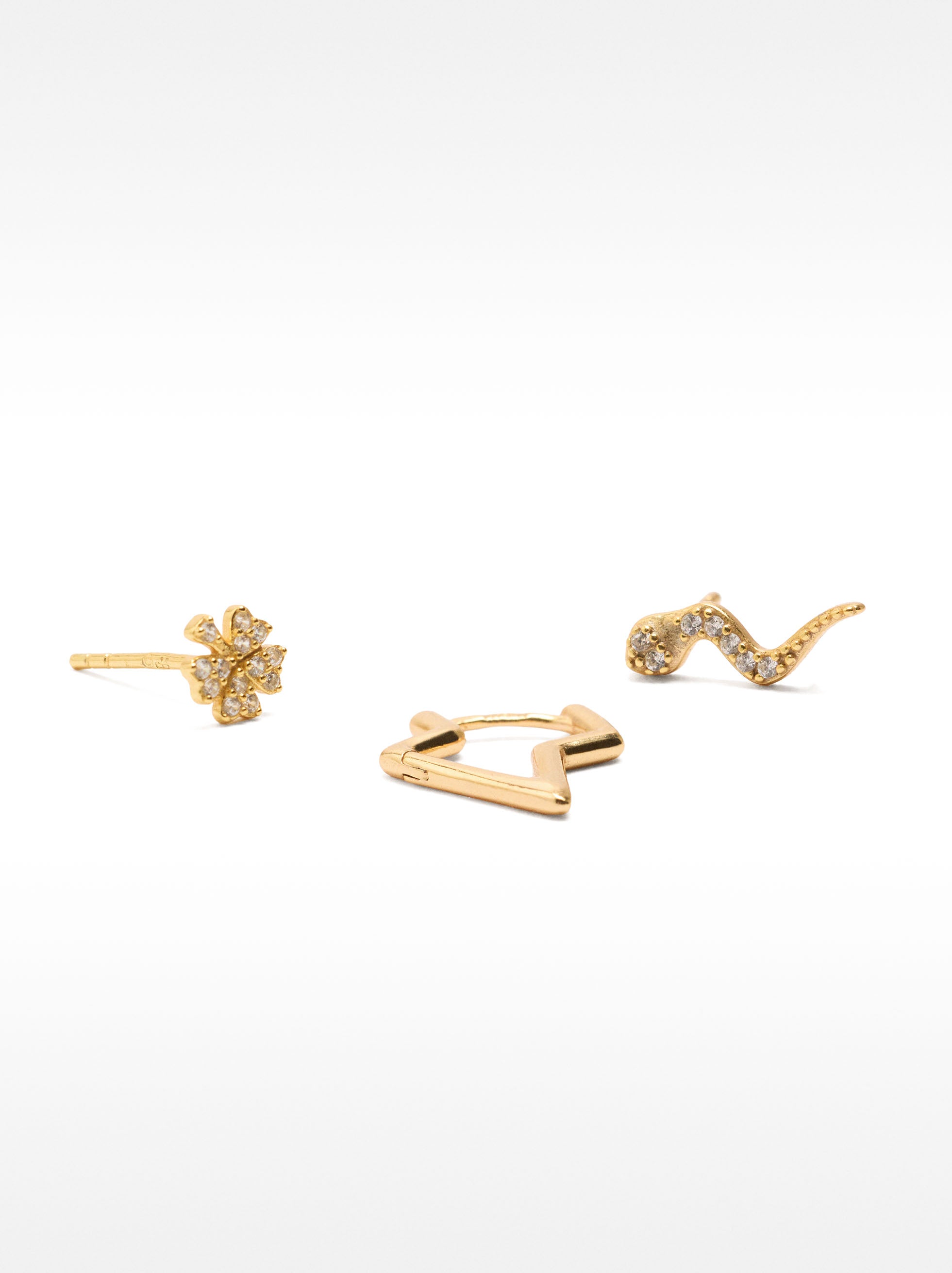 Set De Pendientes Con Cristales - Plata De Ley 925