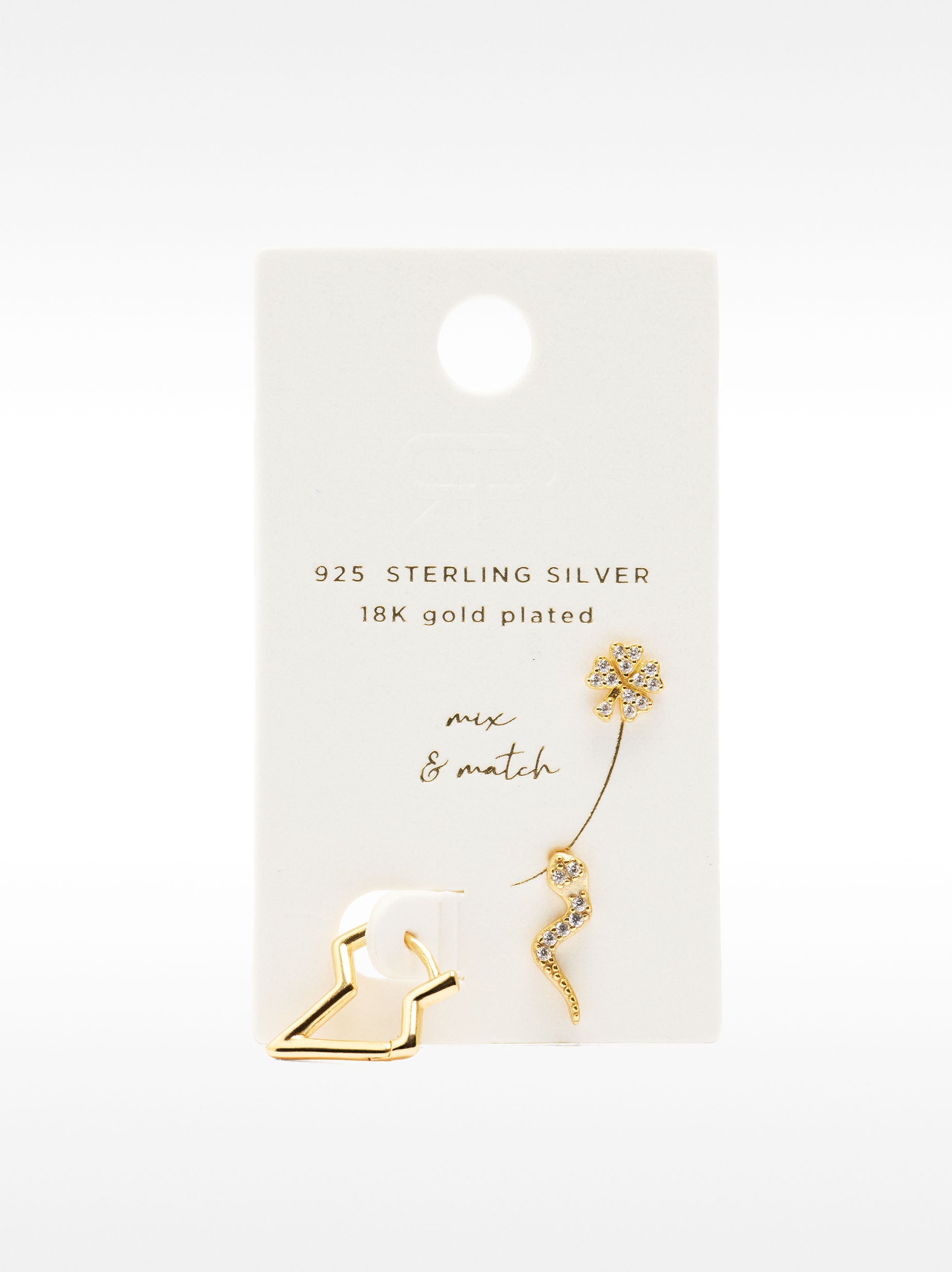 Set De Pendientes Con Cristales - Plata De Ley 925