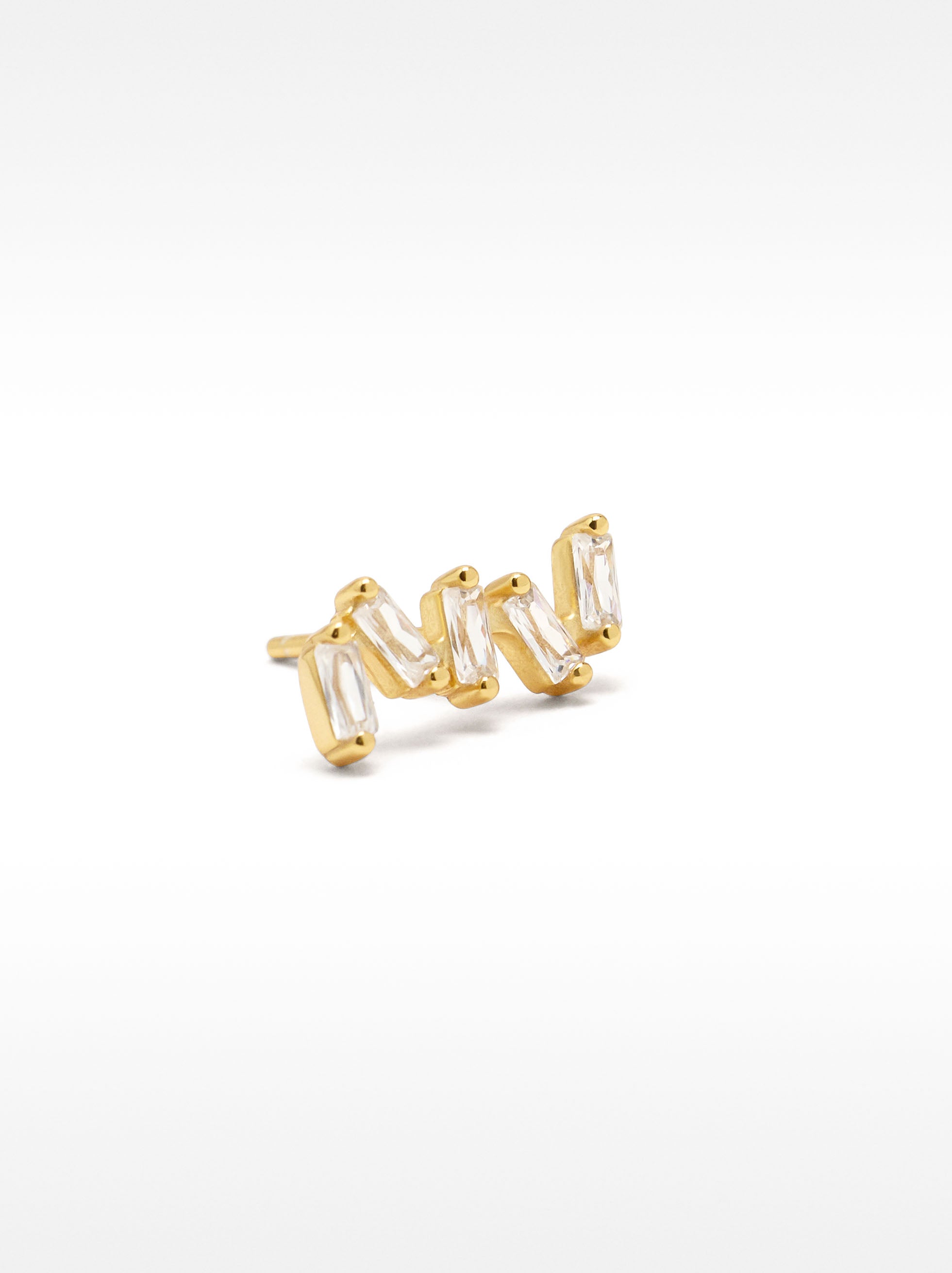 Pendientes Zigzag Con Cristales - Plata De Ley 925