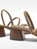 Sandalias De Tacón Ancho Con Tiras
