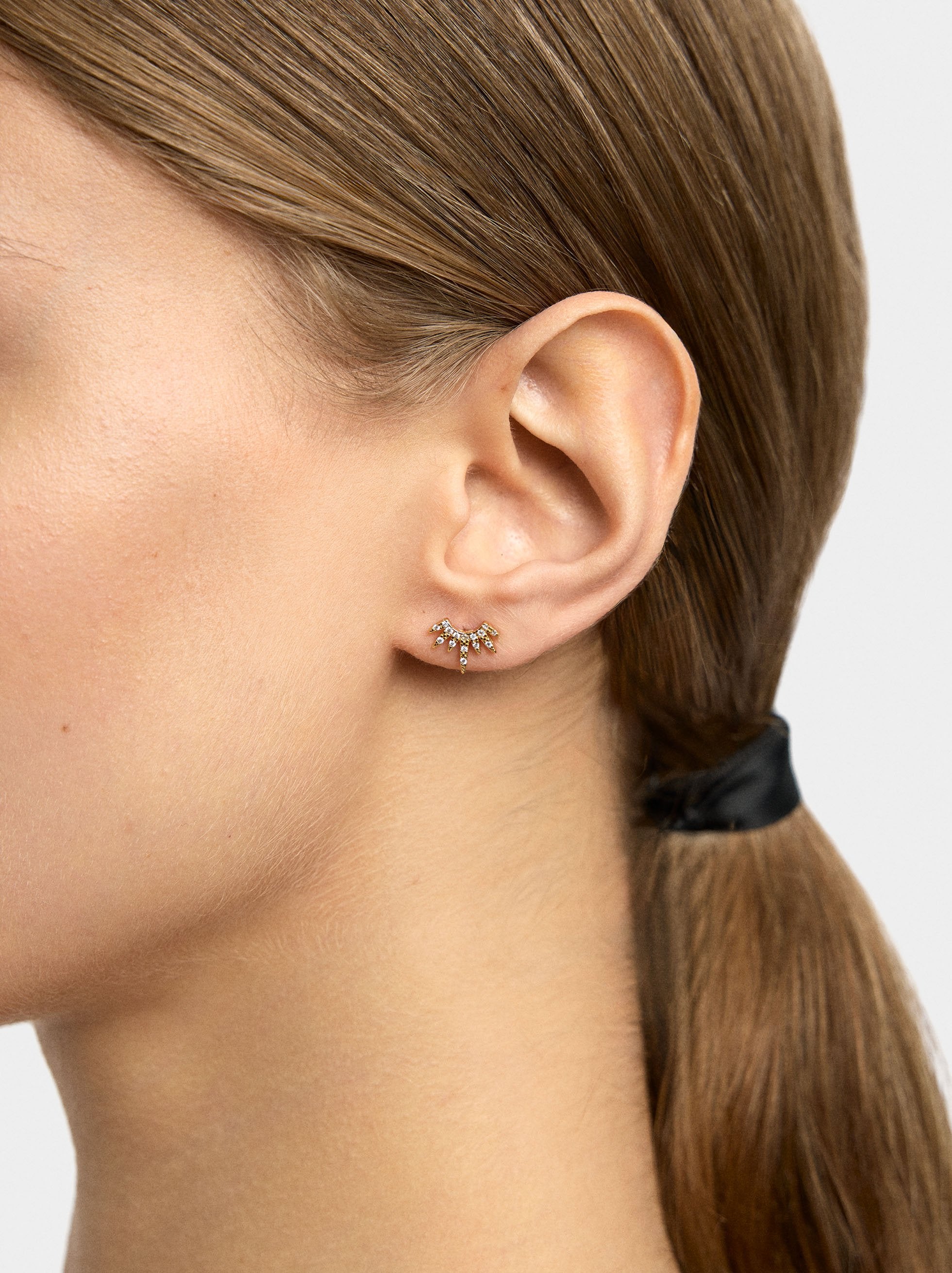 Pendientes Corona Con Circonitas - Plata De Ley 925