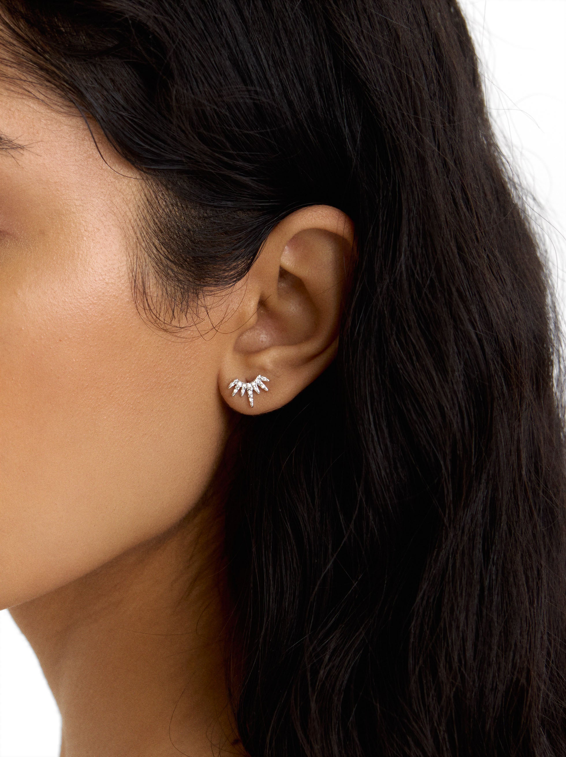 Pendientes Corona Con Circonitas - Plata De Ley 925