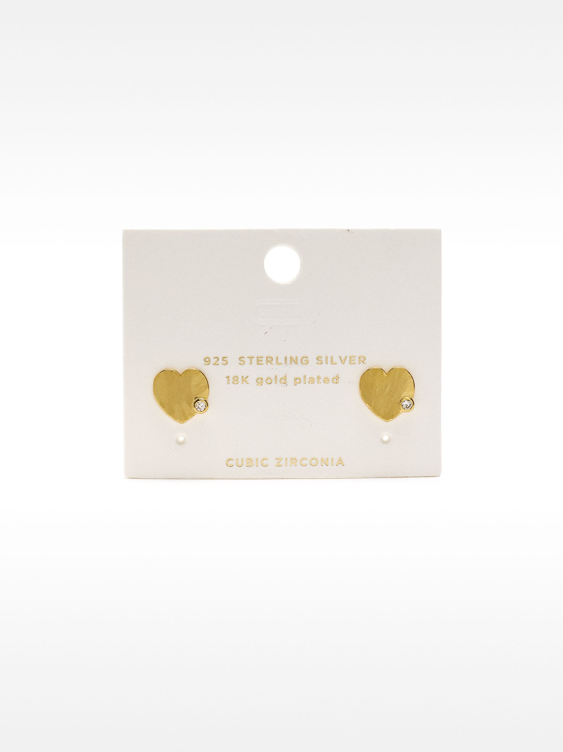 Pendientes De Corazón Con Circonita - Plata De Ley 925