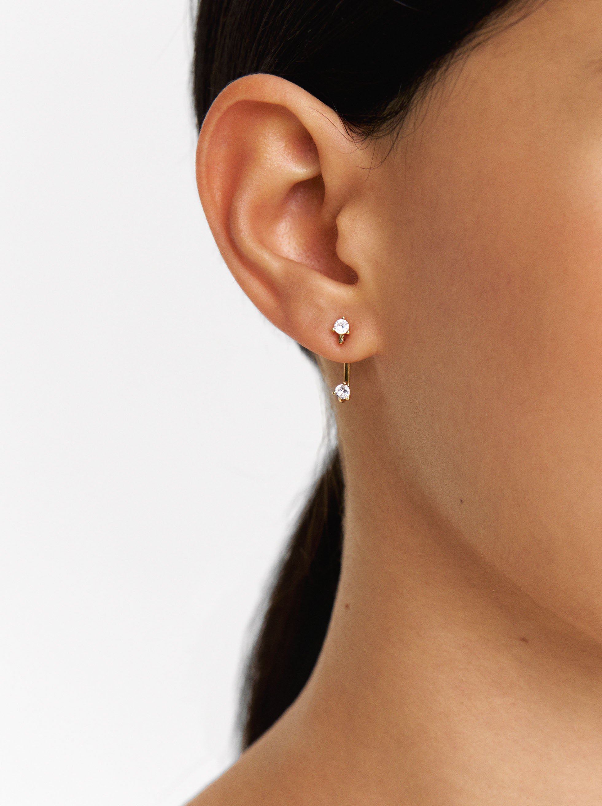 Pendientes Ear Jacket Con Circonitas - Plata De Ley 925