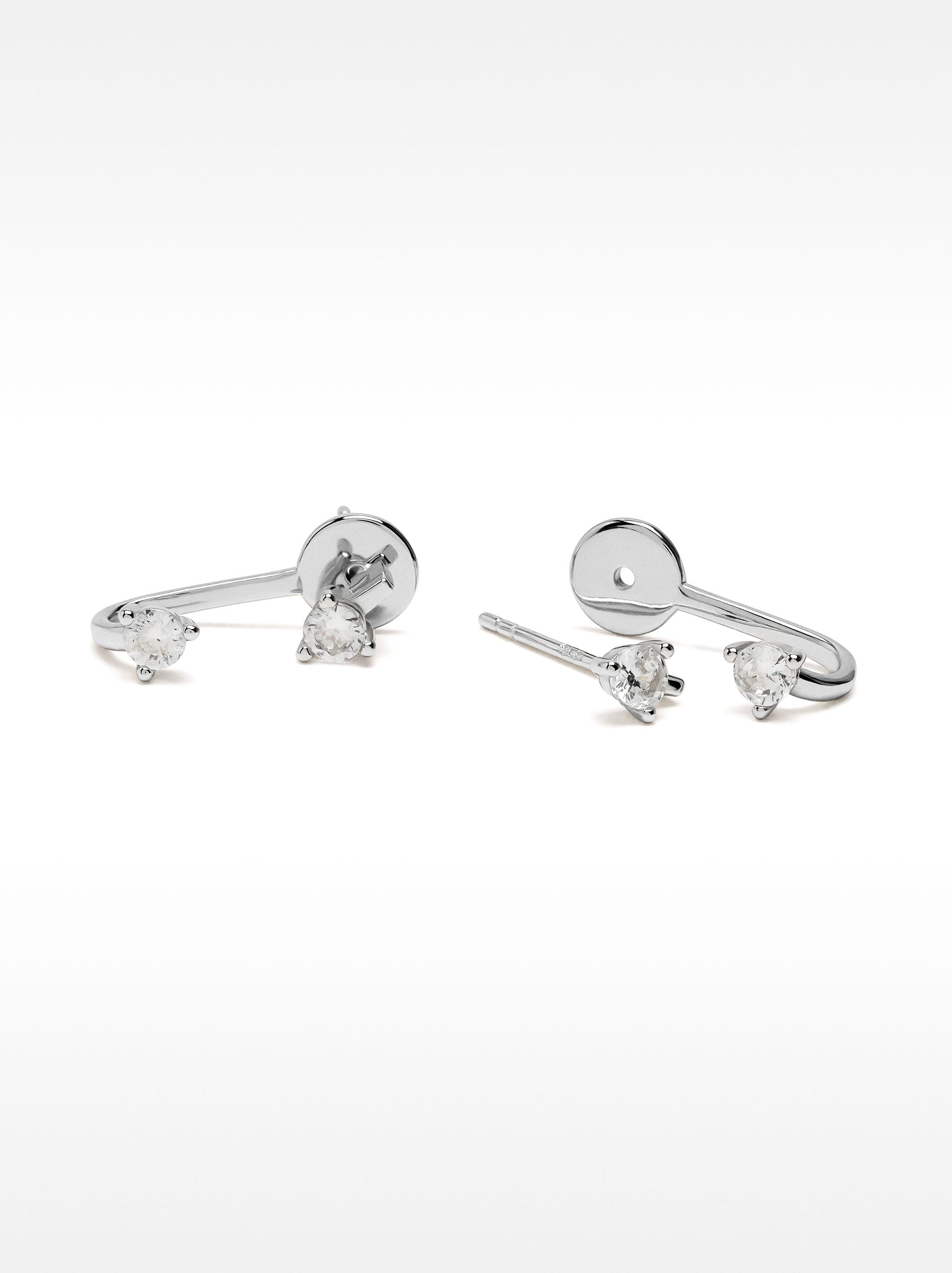 Pendientes Ear Jacket Con Circonitas - Plata De Ley 925