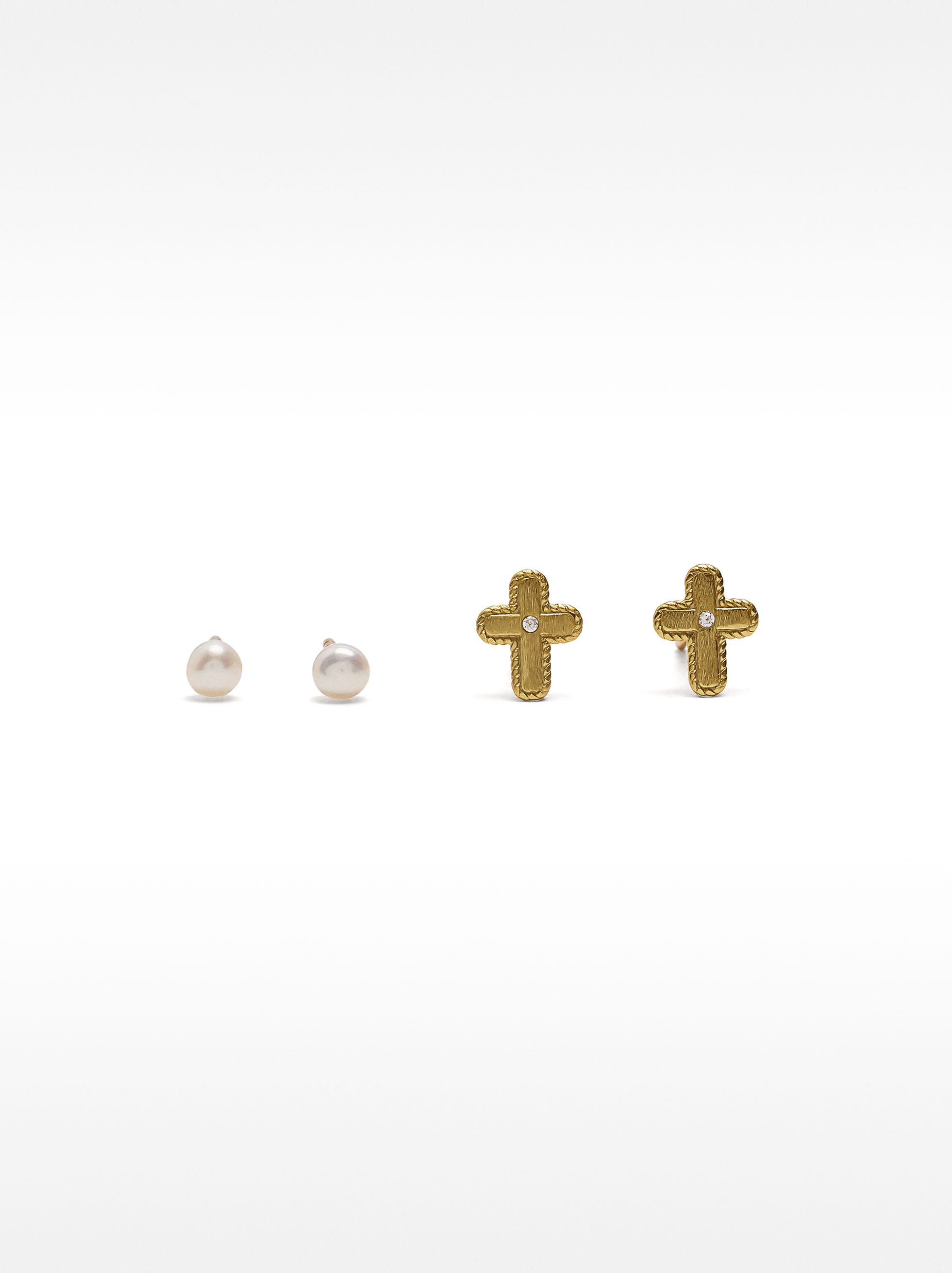 Set De Aros Con Perlas De Agua Dulce - Plata De Ley 925