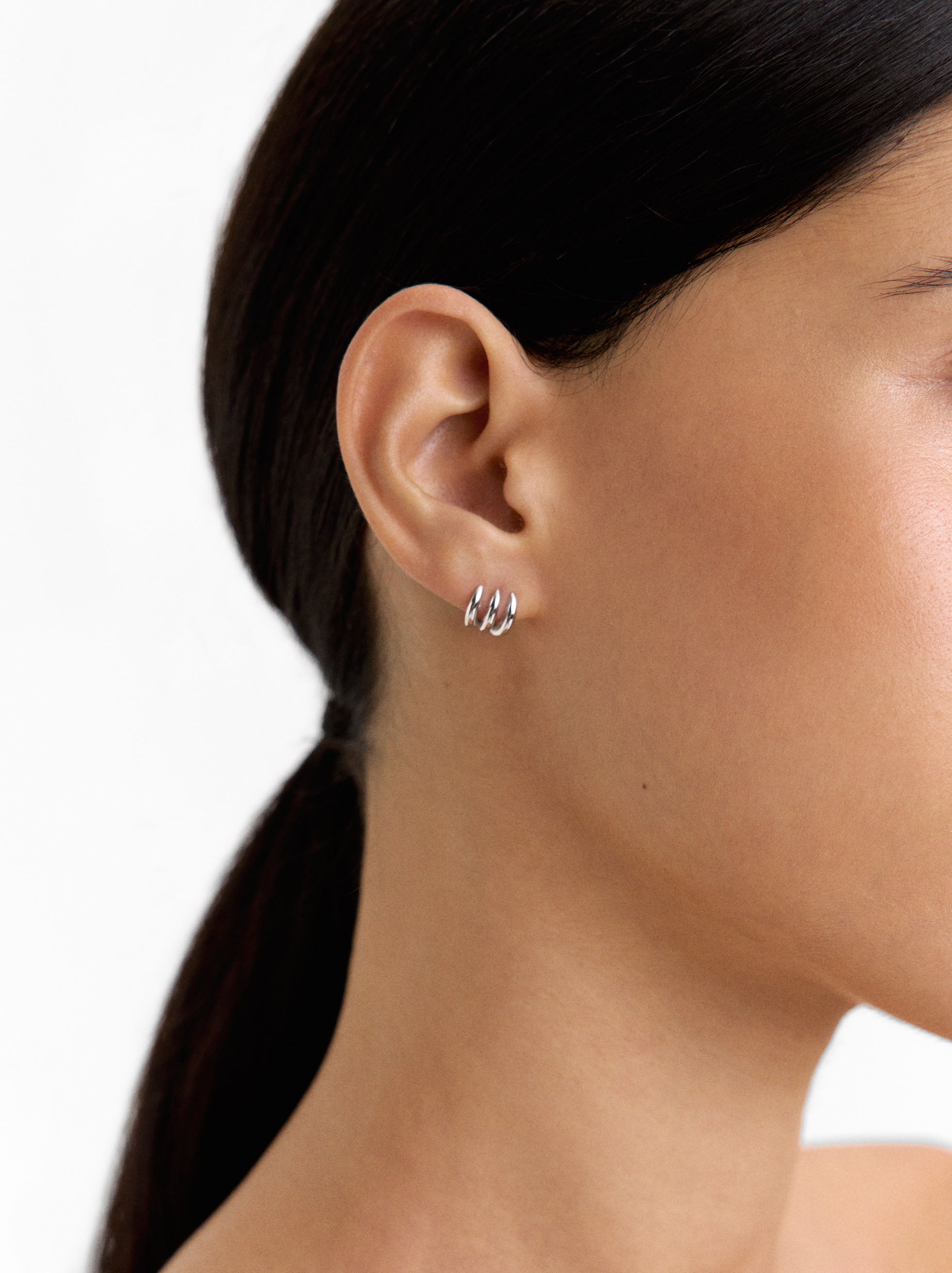 Pendientes Efecto Triple - Plata De Ley 925