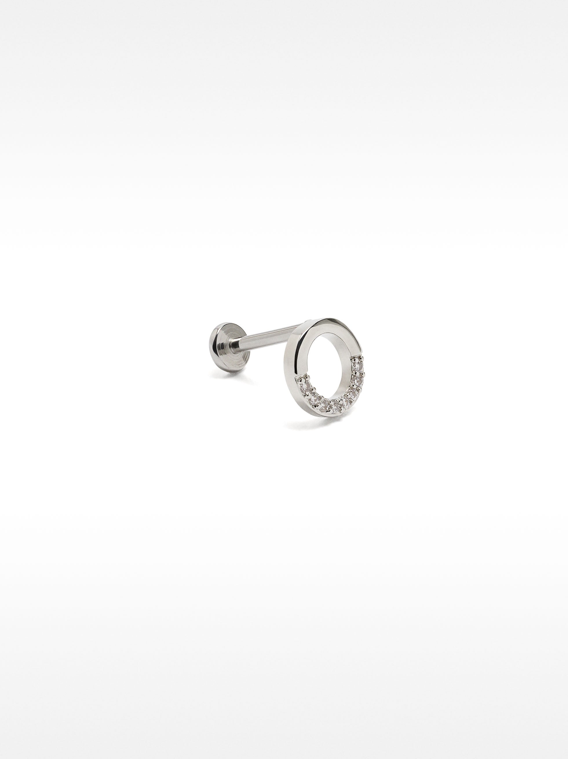 Piercing De Oreja Tipo Aro Con Circonitas – Acero Inoxidable