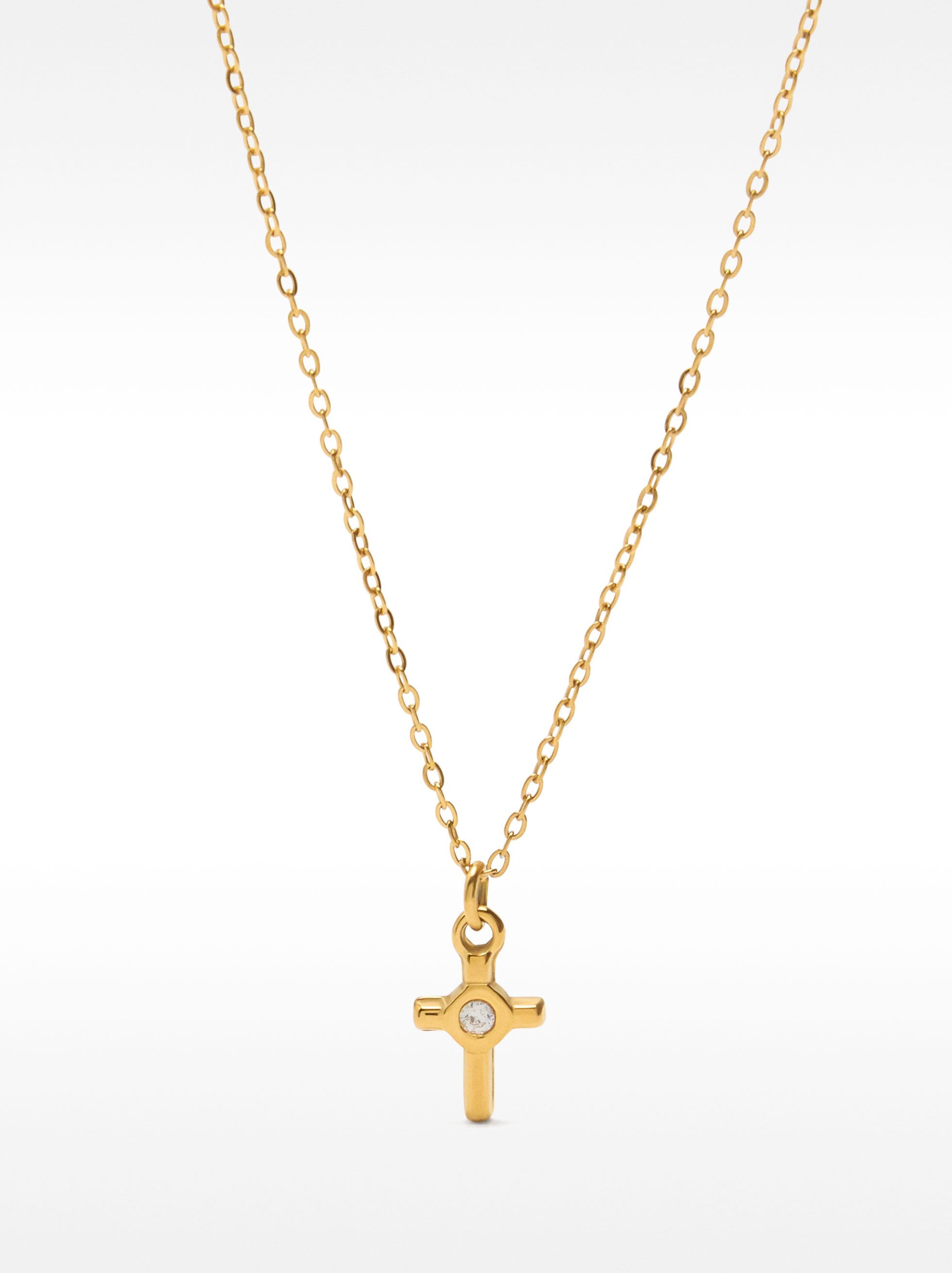 Collar Con Colgante De Cruz - Acero Inoxidable