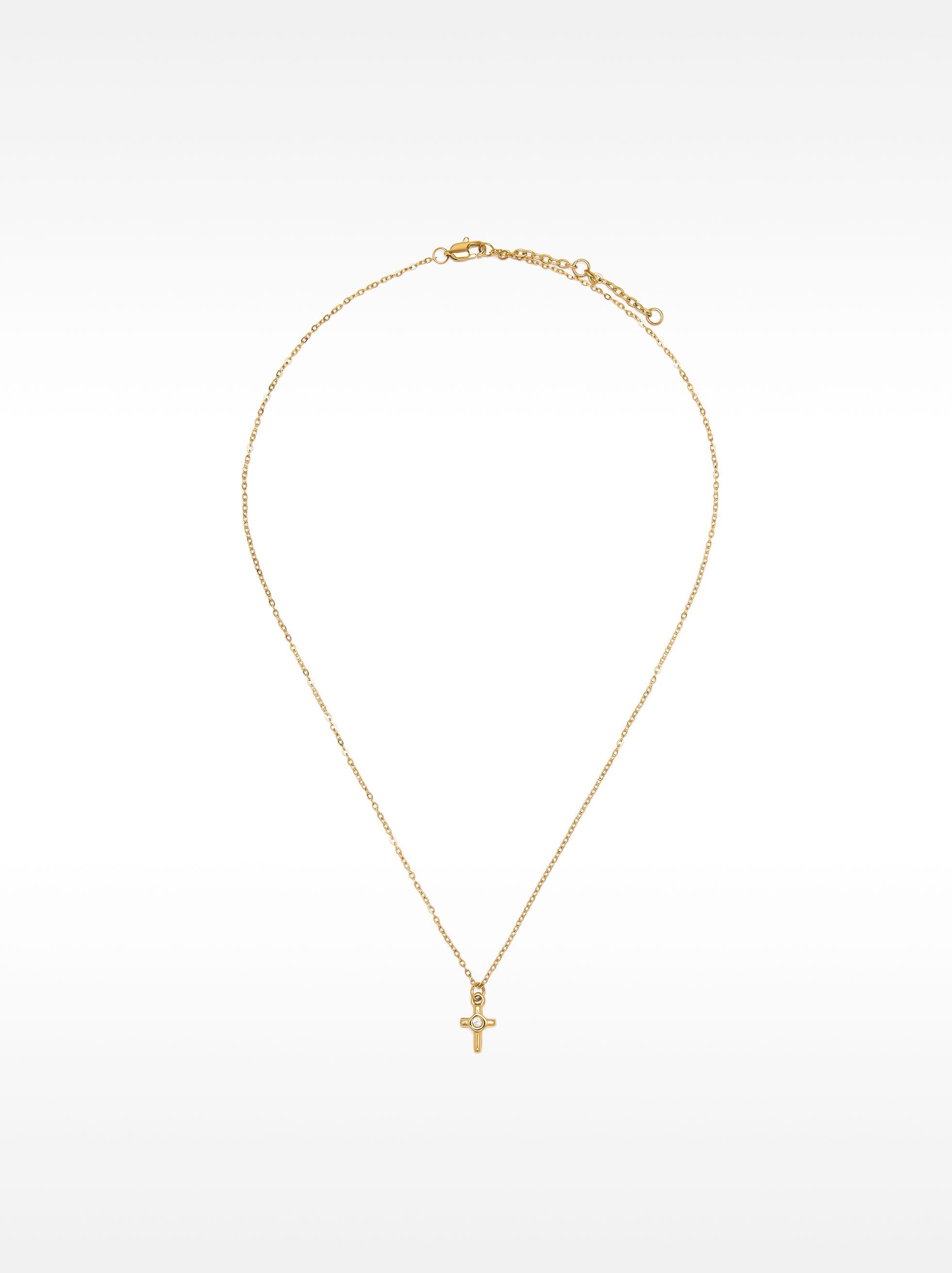 Collar Con Colgante De Cruz - Acero Inoxidable