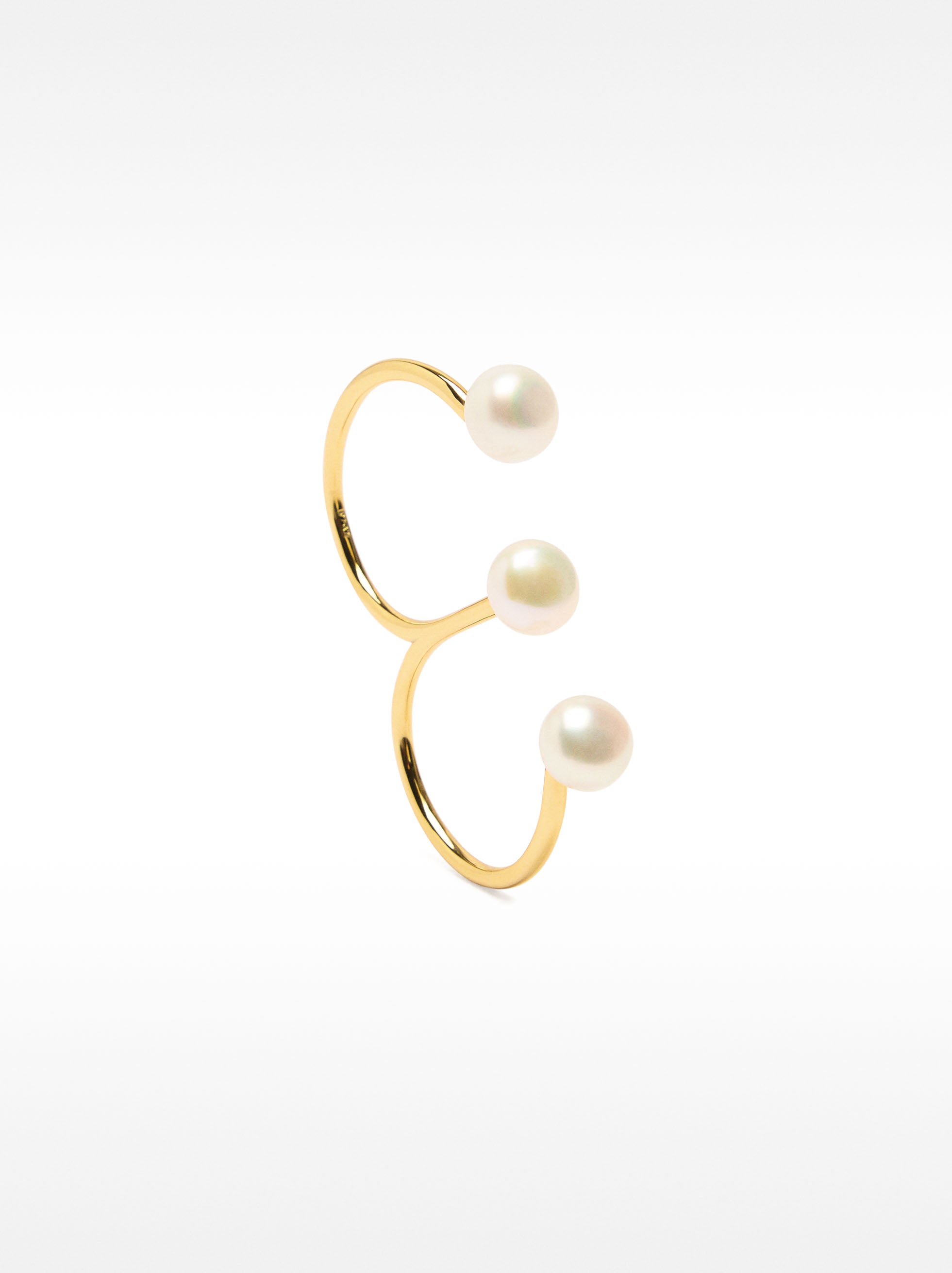 Anillo Doble Con Perlas De Agua Dulce - Plata De Ley 925