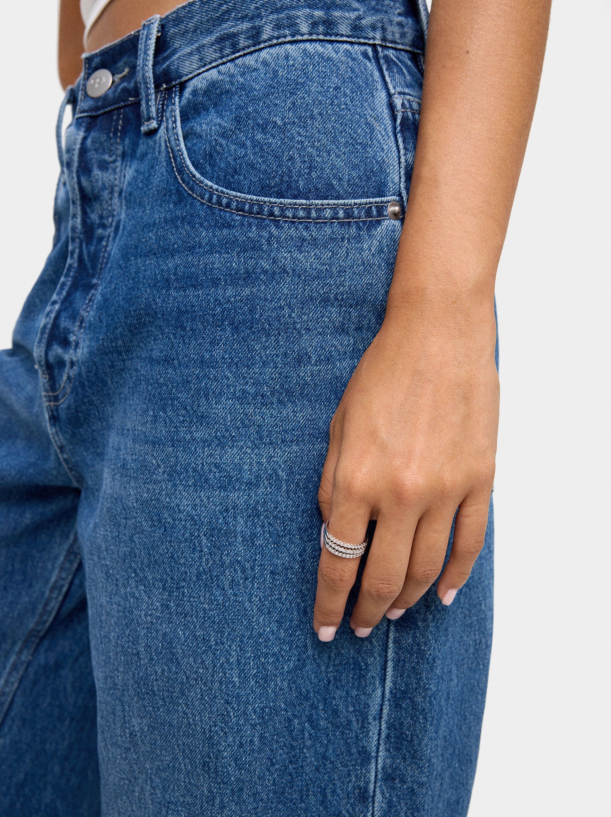 Anillo Triple Con Circonitas - Plata De Ley 925