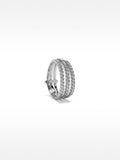 Anillo Triple Con Circonitas - Plata De Ley 925