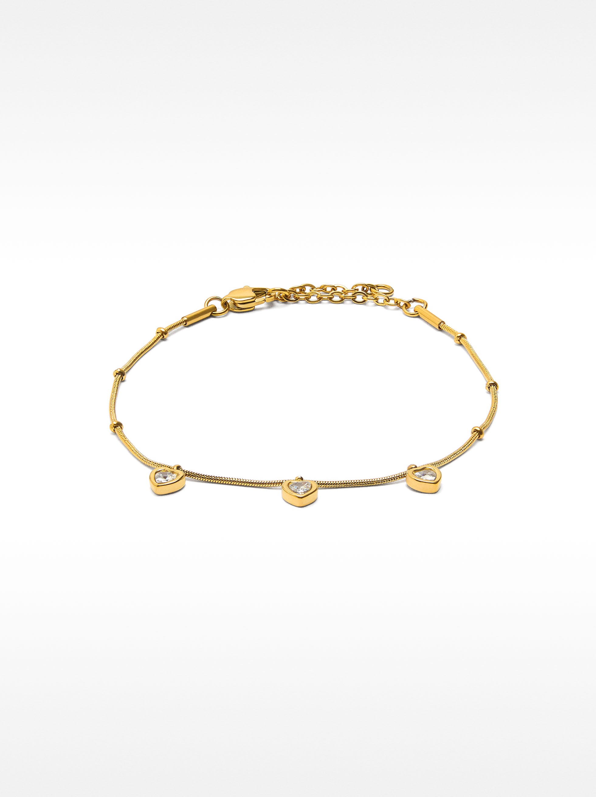 Pulsera De Corazones Con Cristales - Acero Inoxidable