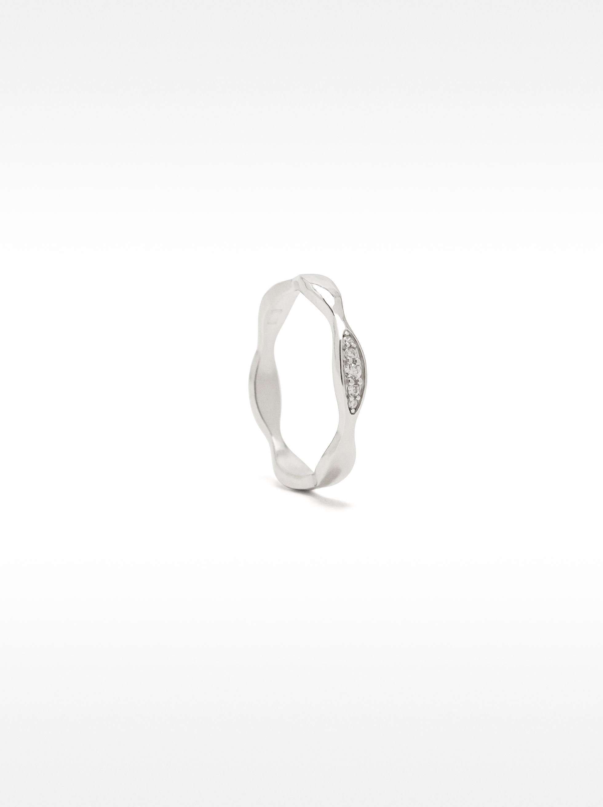 Anillo De Onda Con Circonitas – Plata De Ley 925