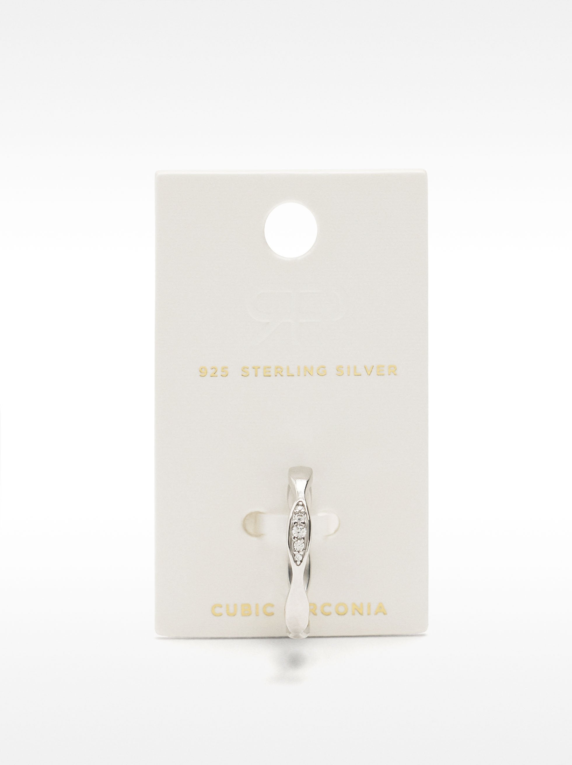 Anillo De Onda Con Circonitas – Plata De Ley 925