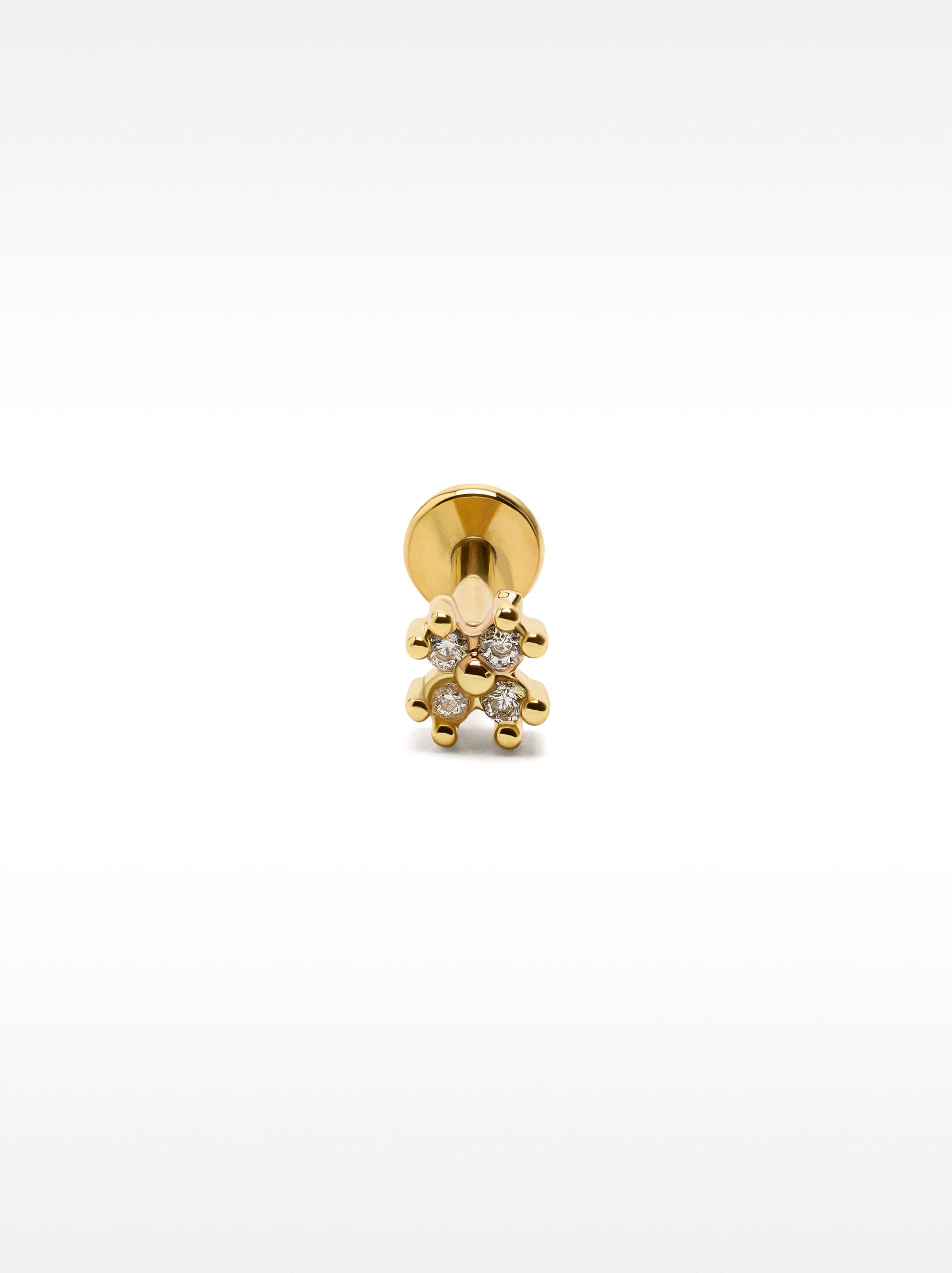 Piercing De Oreja Con Flor Y Circonitas – Acero Inoxidable
