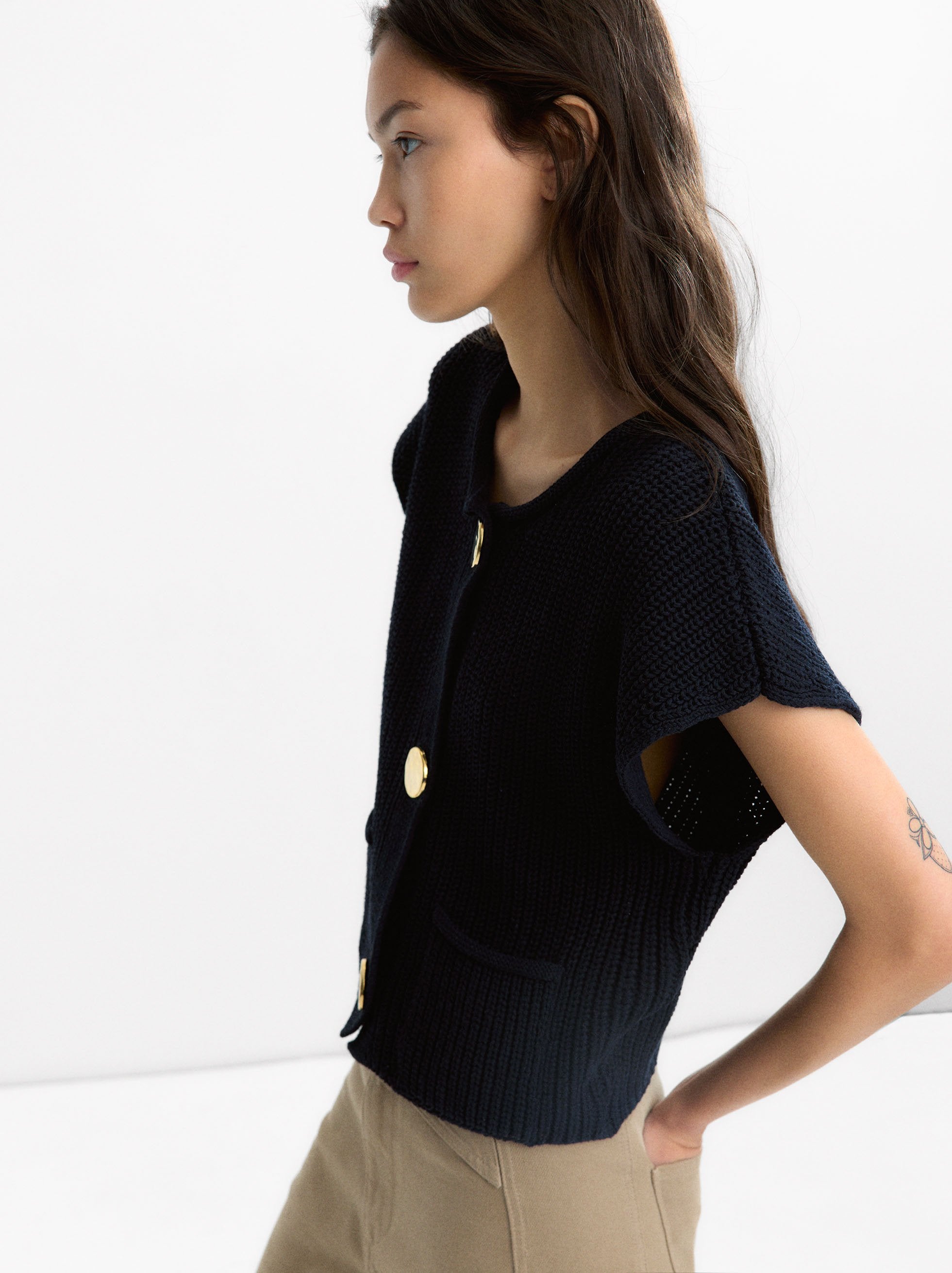 Chaleco De Punto Con Bolsillos