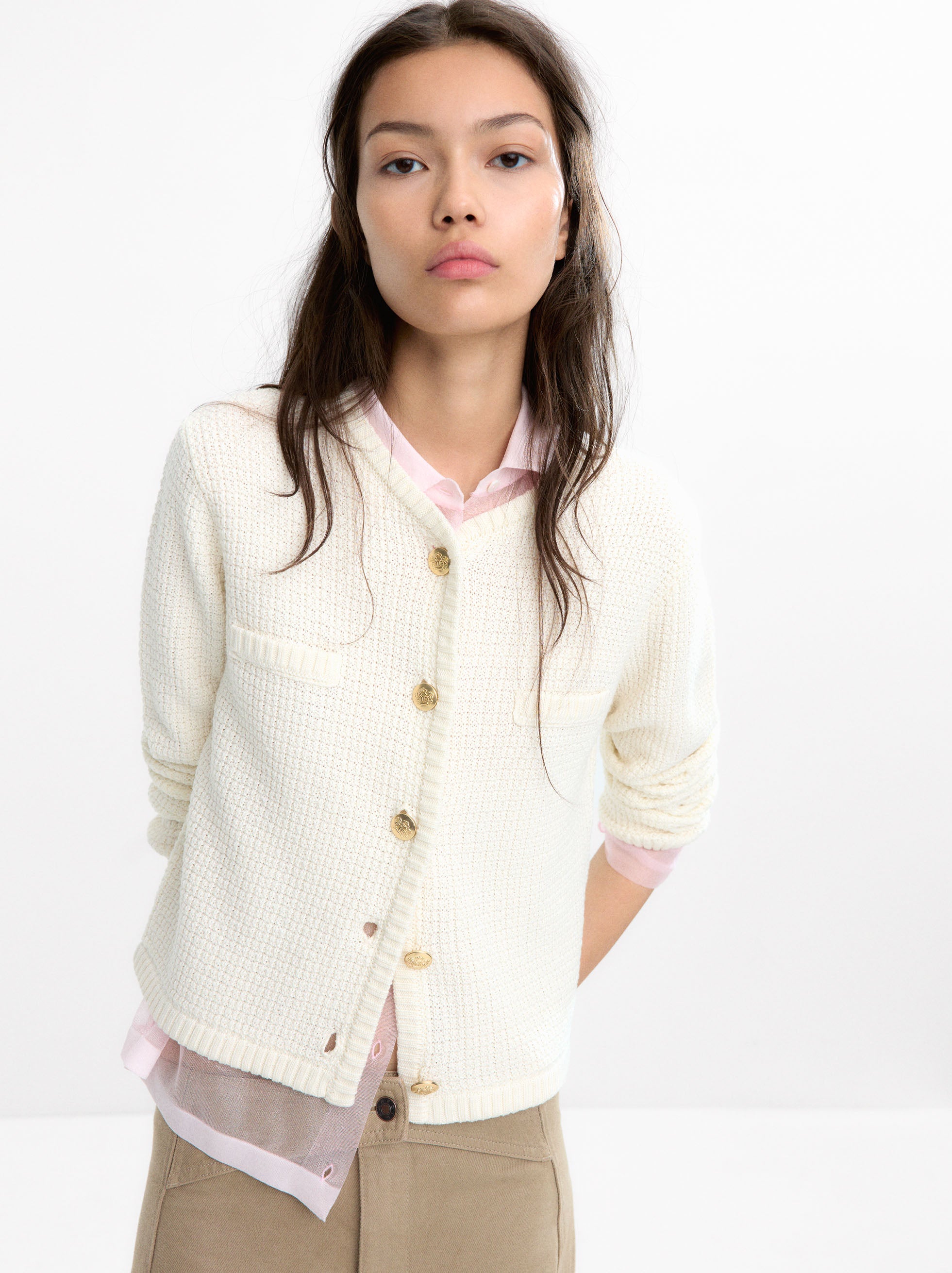 Cárdigan De Punto Con Textura