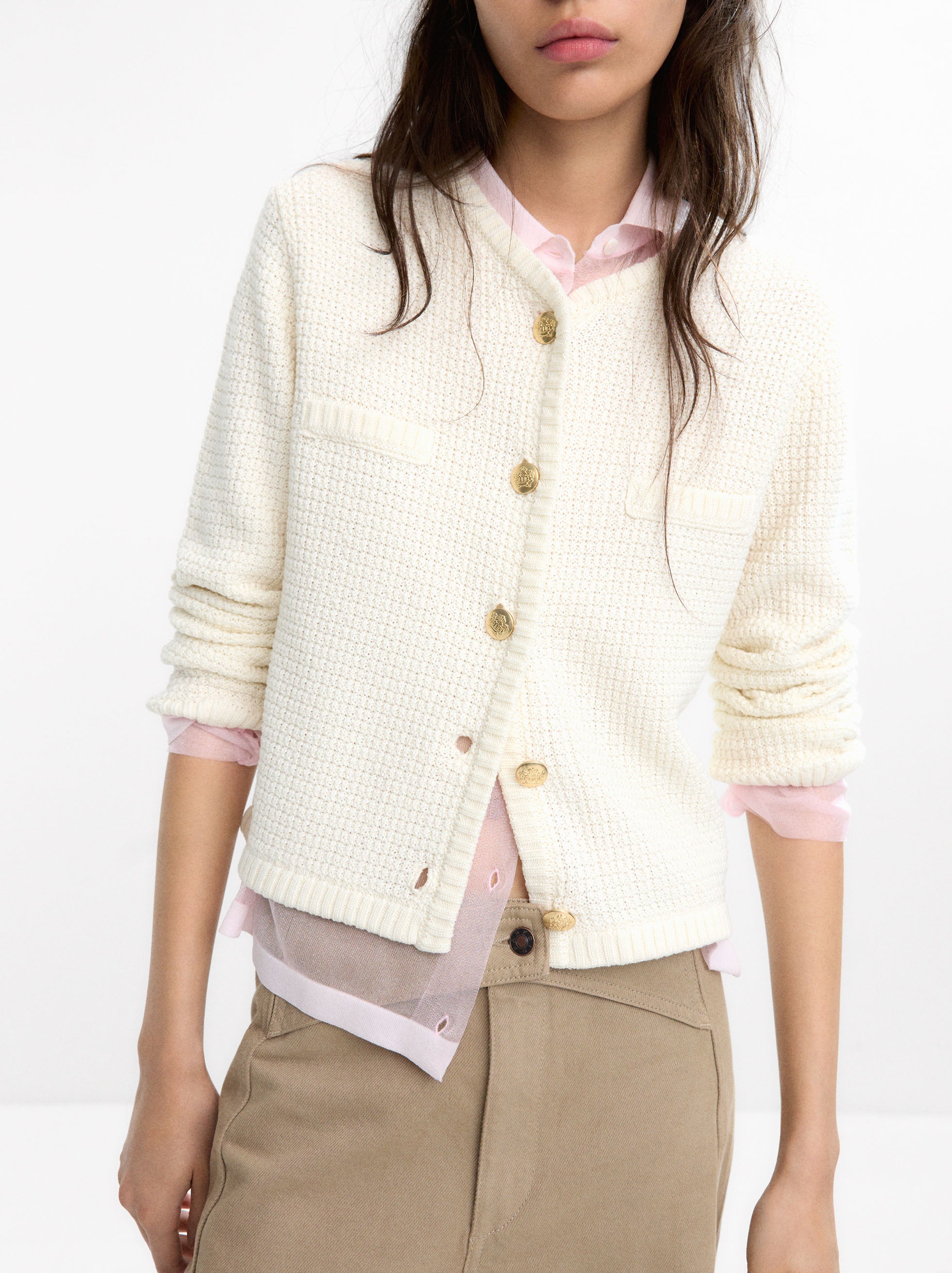 Cárdigan De Punto Con Textura