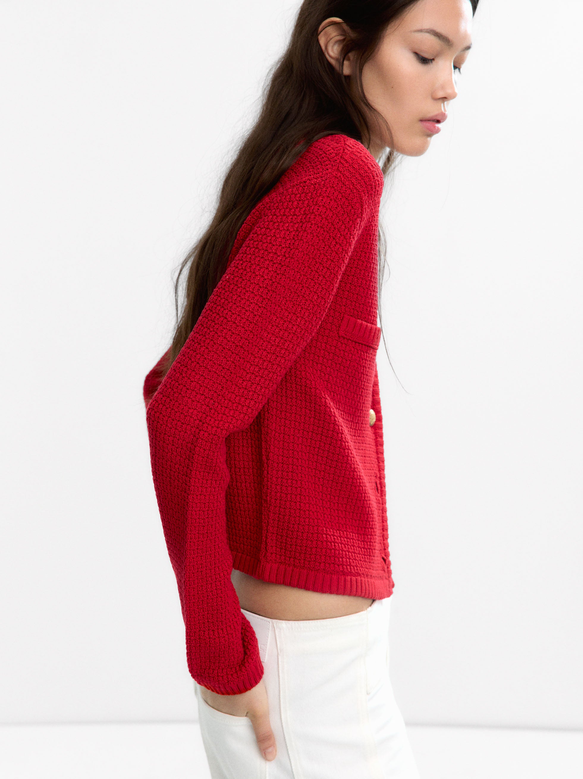 Cárdigan De Punto Con Textura