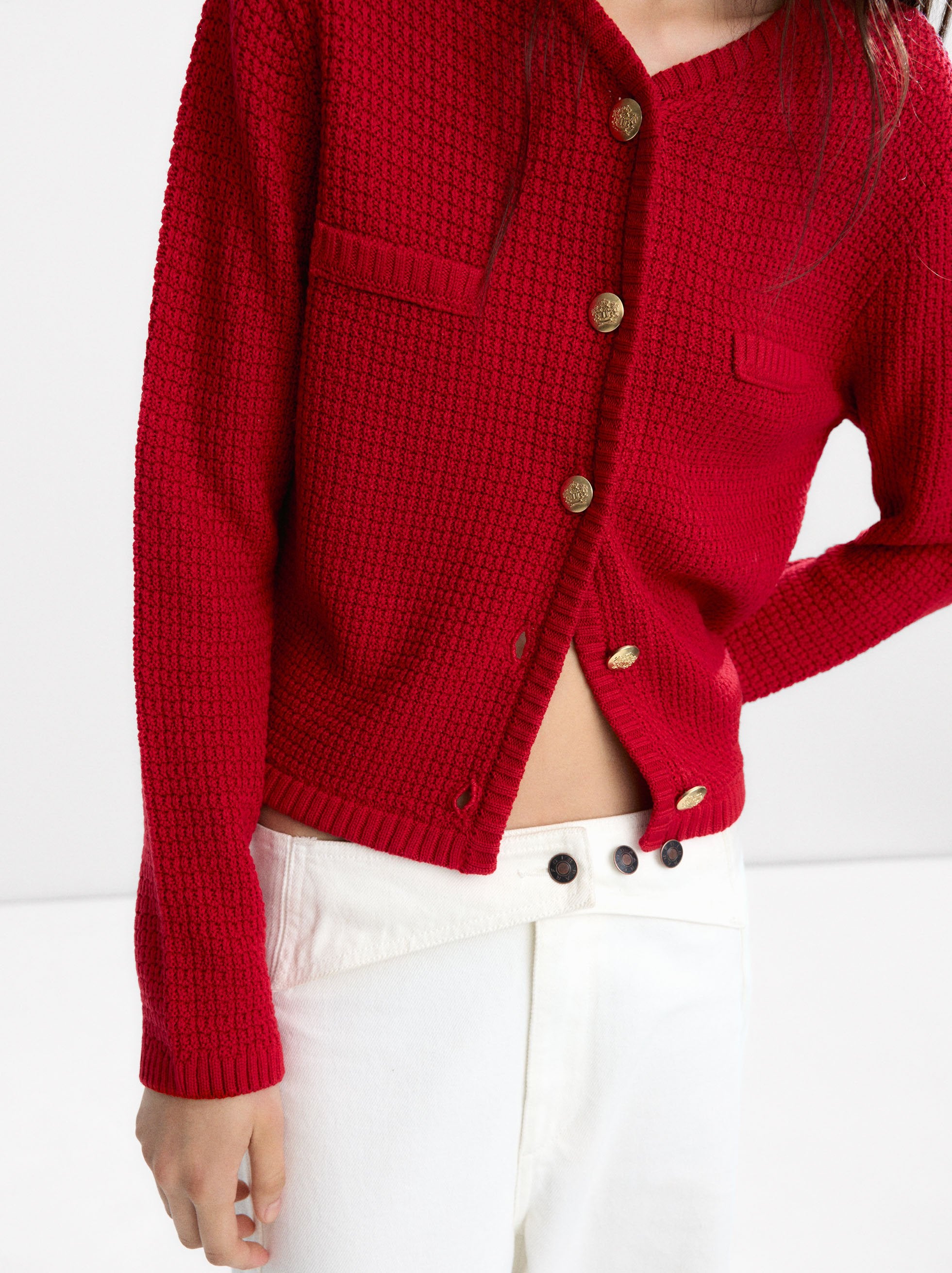 Cárdigan De Punto Con Textura