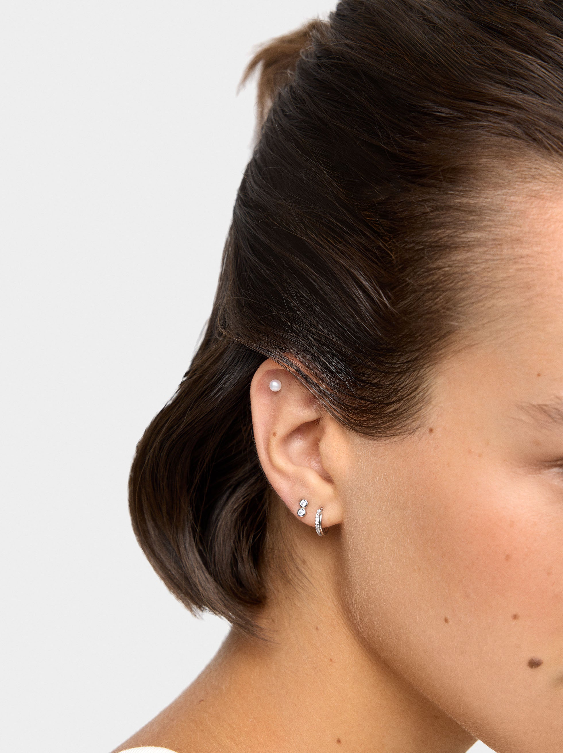 Set De Pendientes Com Perlas De Agua Dulce - Plata De Ley 925