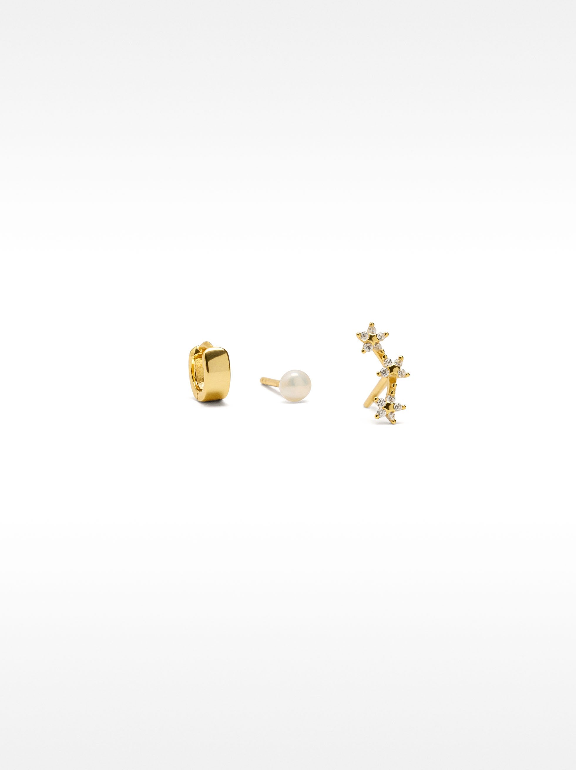 Set De Pendientes Com Circonitas - Plata De Ley 925