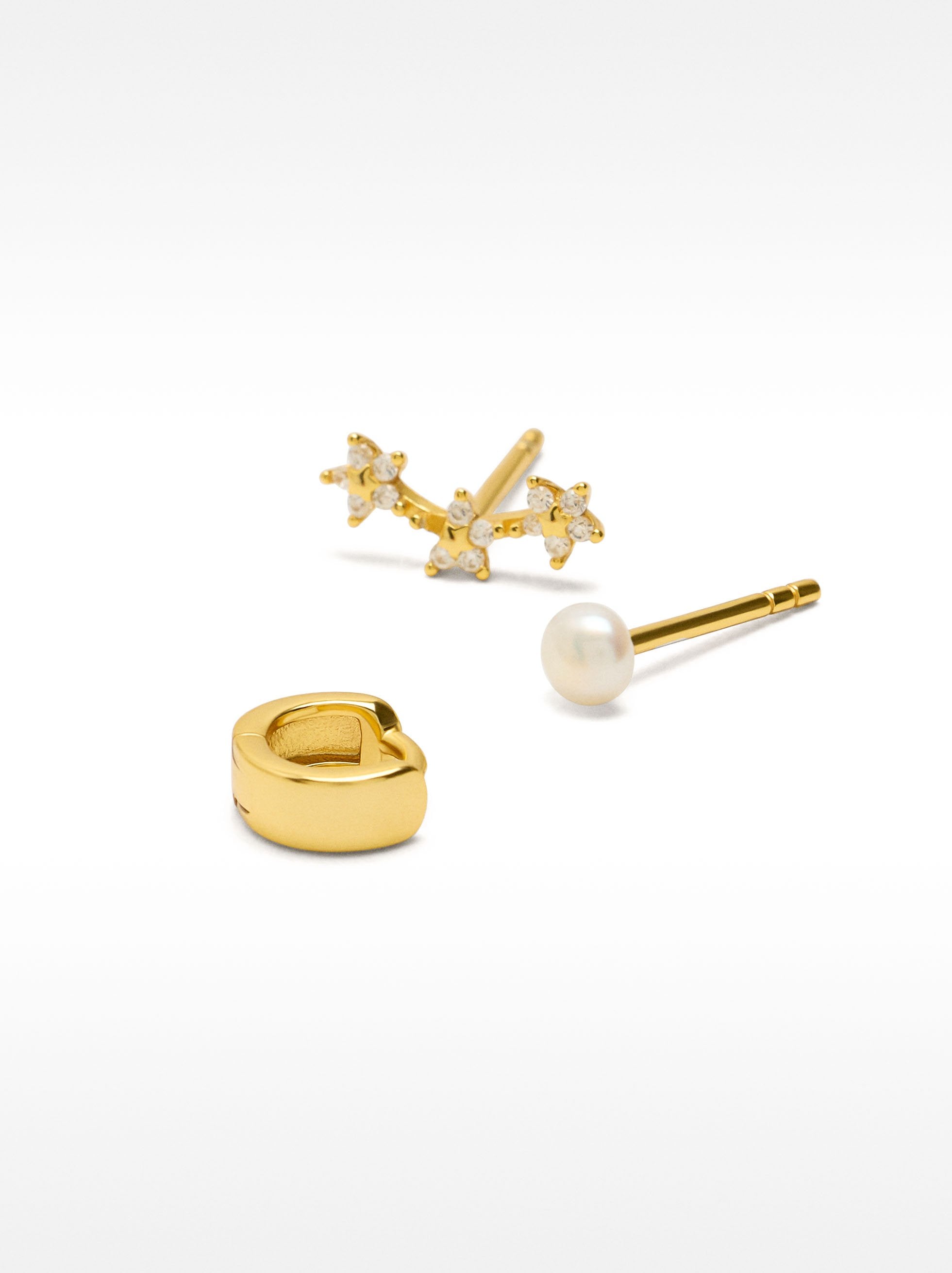 Set De Pendientes Com Circonitas - Plata De Ley 925