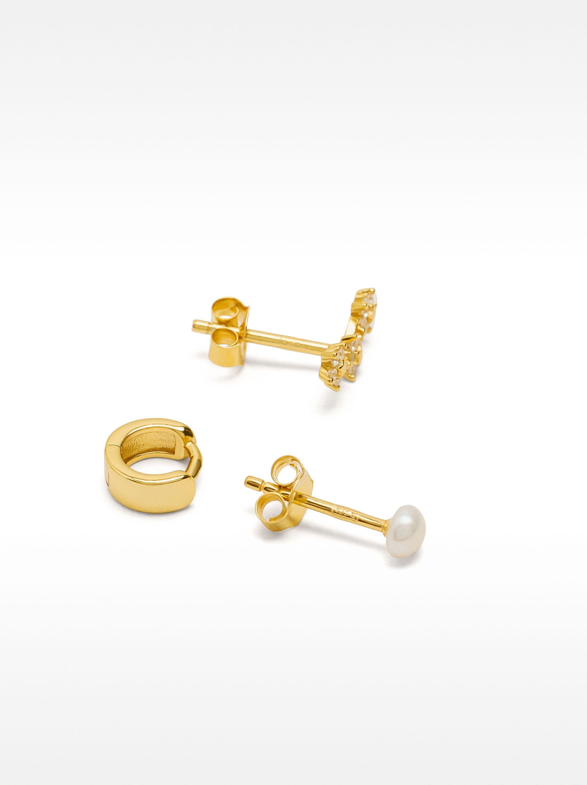 Set De Pendientes Com Circonitas - Plata De Ley 925