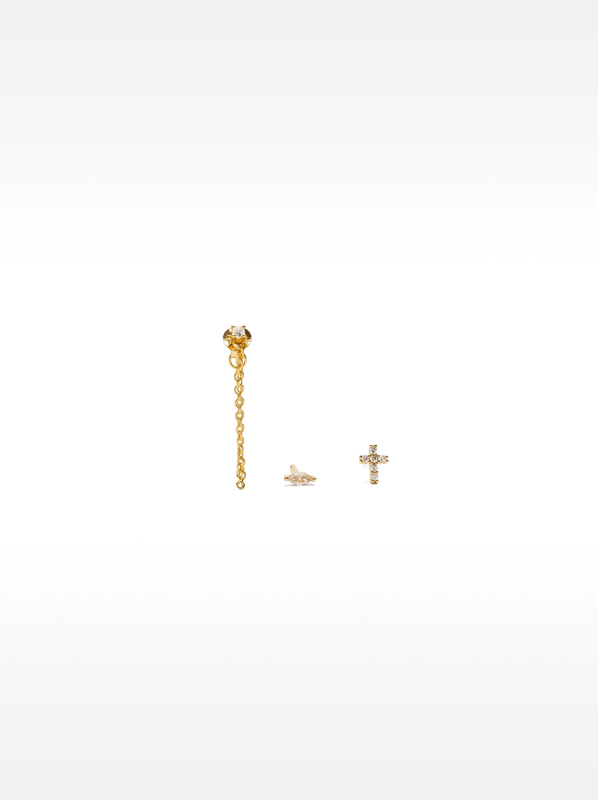 Set De Pendientes Com Circonitas Y Cadena - Plata De Ley 925