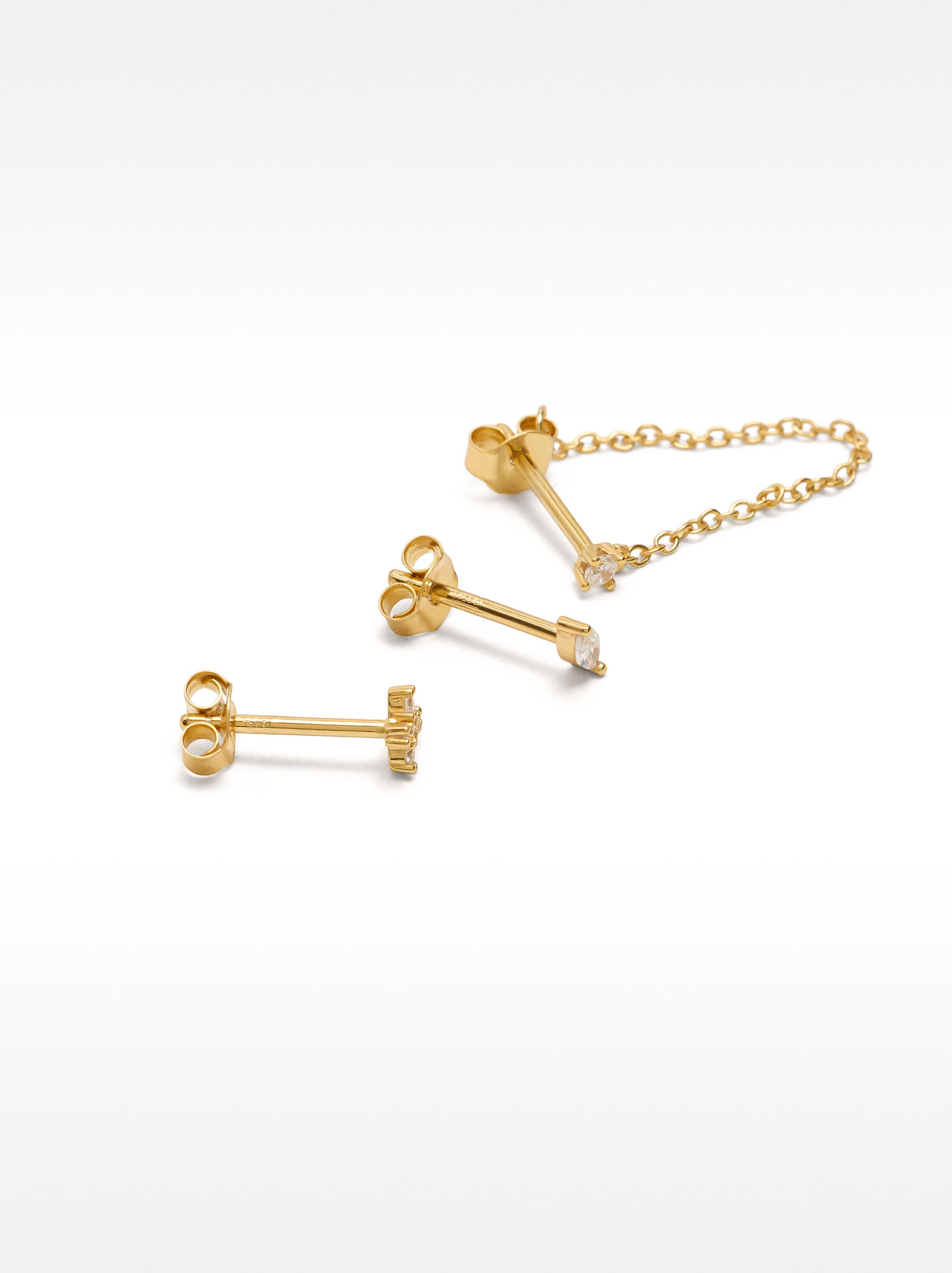 Set De Pendientes Com Circonitas Y Cadena - Plata De Ley 925