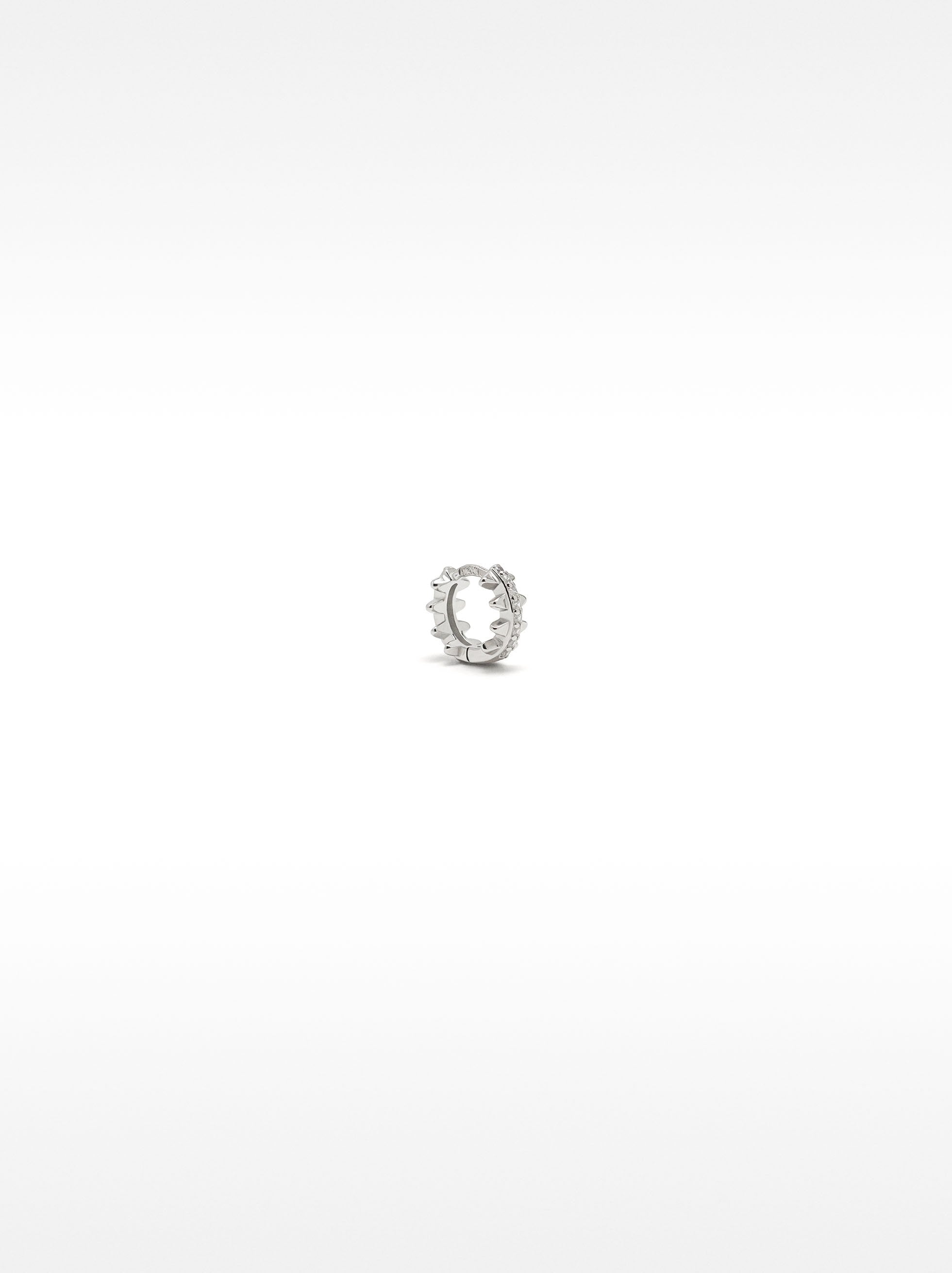 Pendiente Individual Con Circonitas Y Relieve - Plata De Ley 925