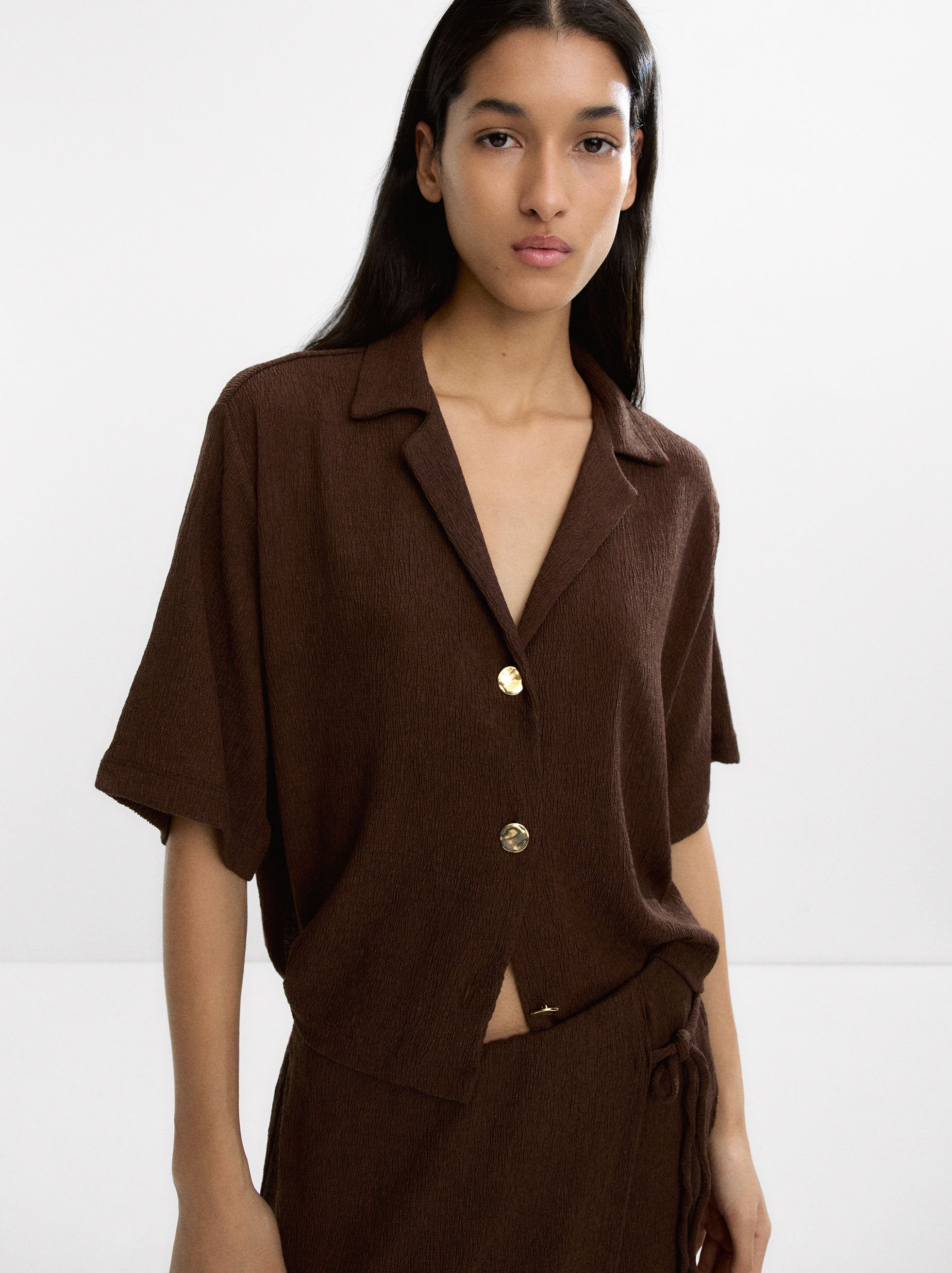 Camisa De Manga Corta Con Textura