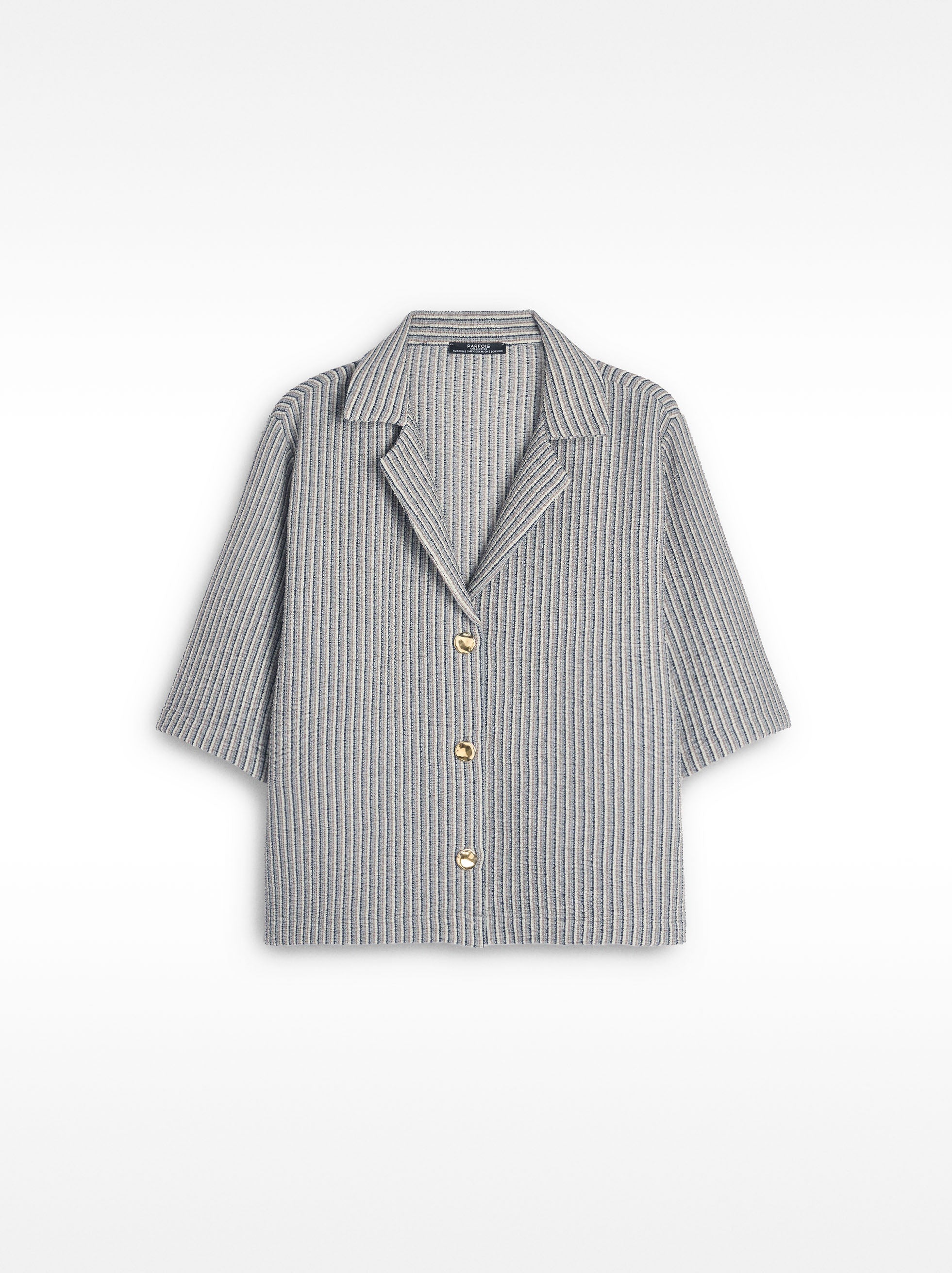 Camisa De Rayas Con Manga Corta