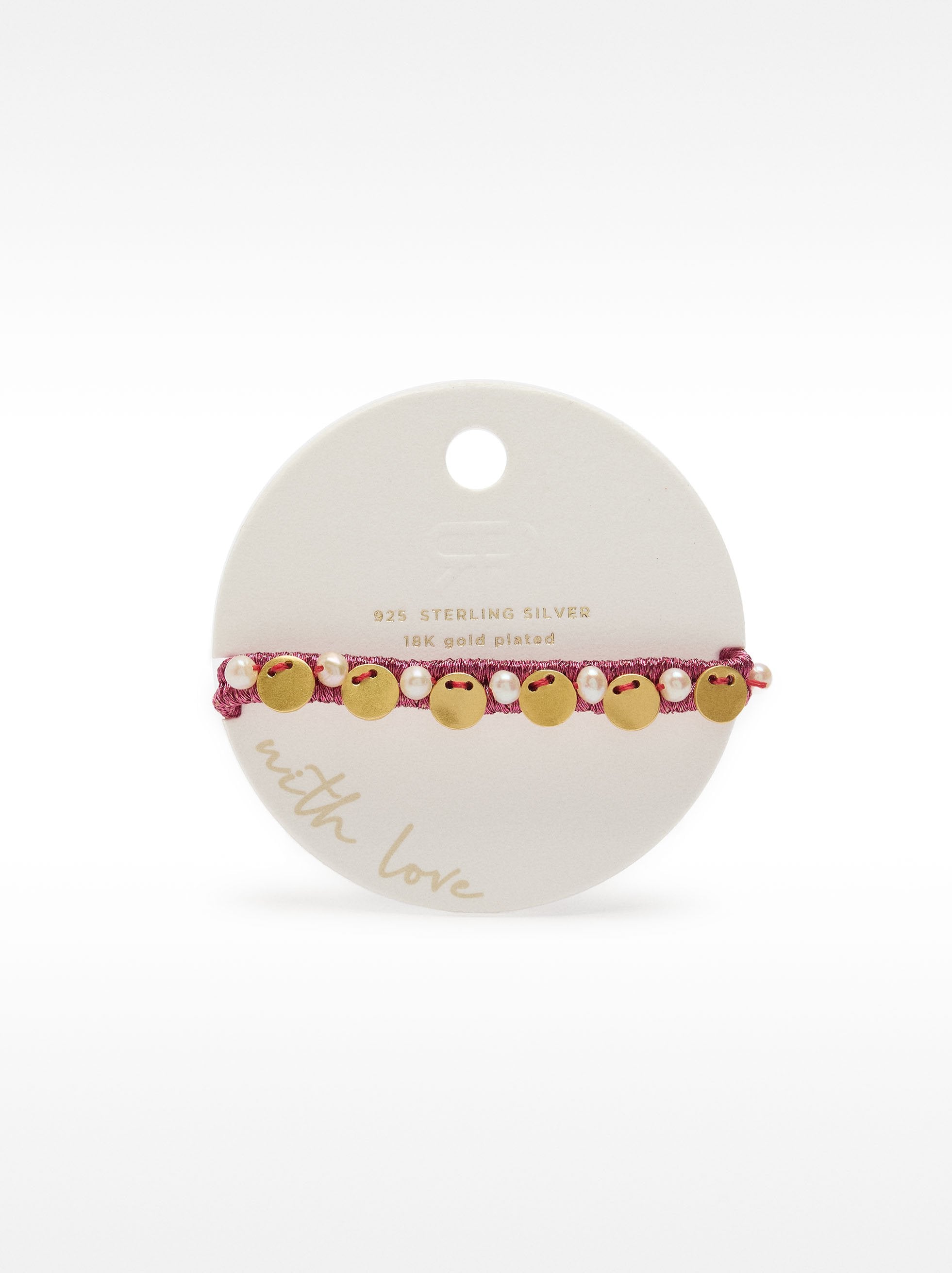 Pulsera Con Medallas Y Perlas De Agua Dulce - Plata De Ley 925