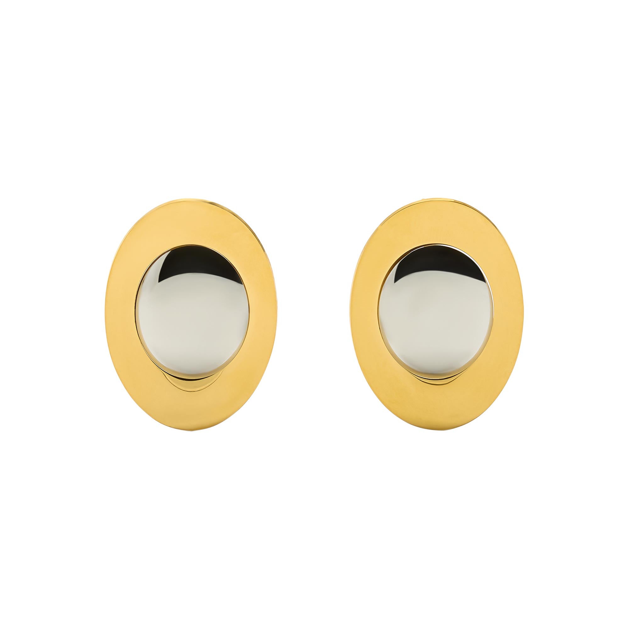 Pendientes Bicolor Ovalados - Acero Inoxidable