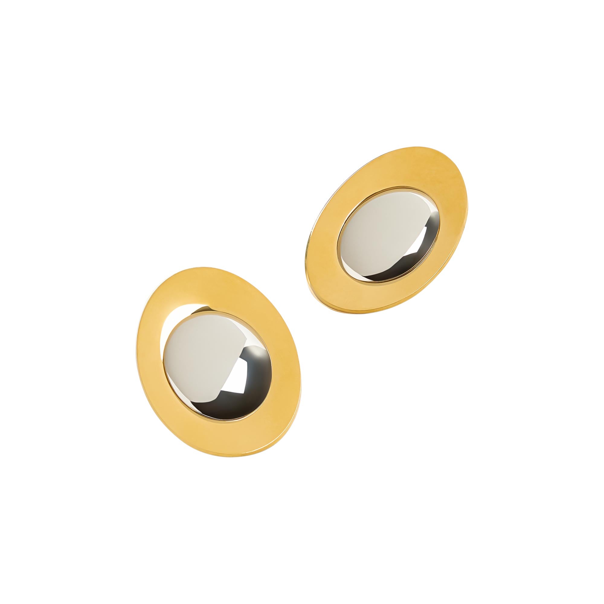 Pendientes Bicolor Ovalados - Acero Inoxidable