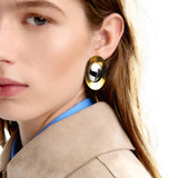 Pendientes Bicolor Ovalados - Acero Inoxidable