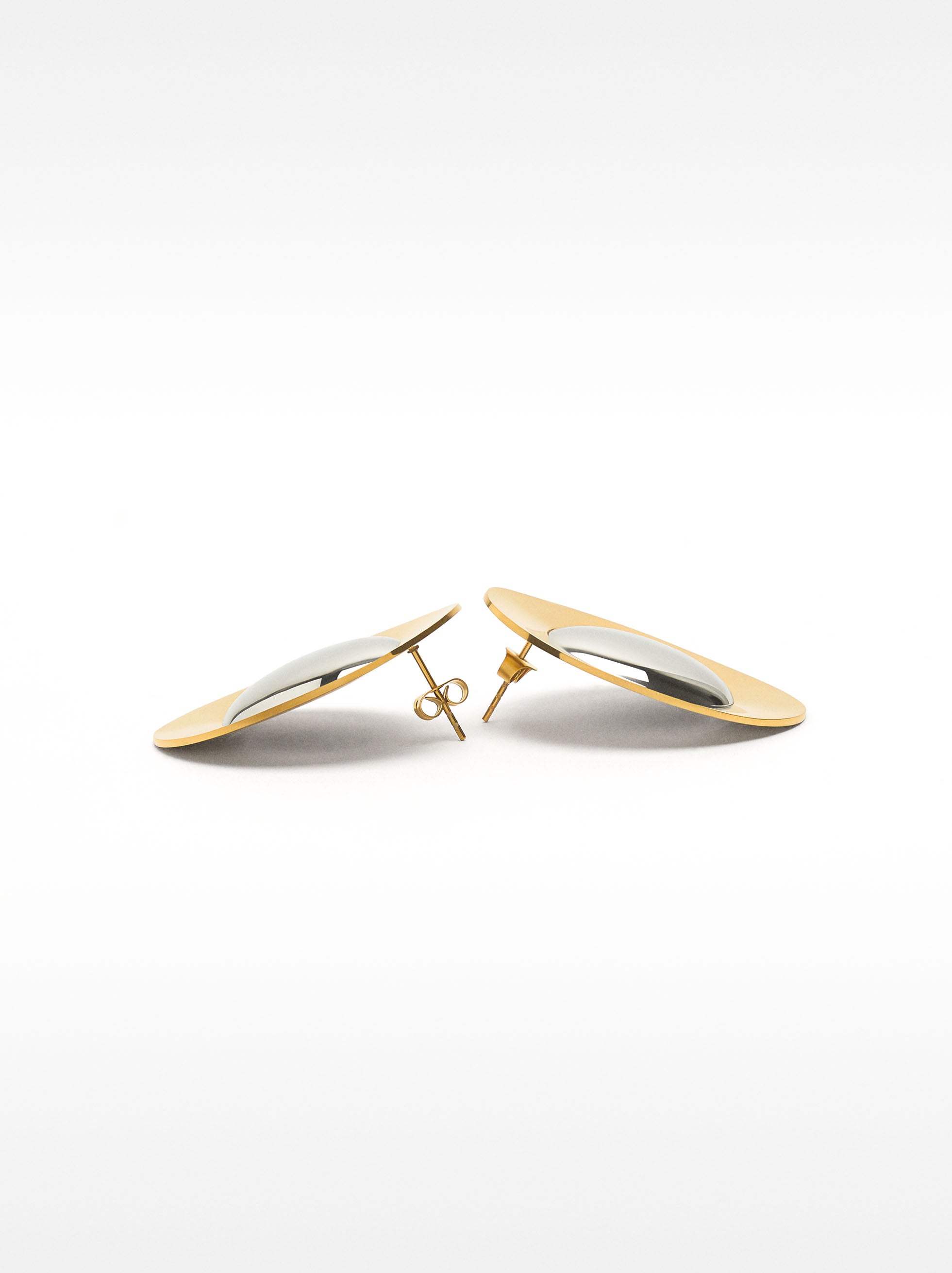 Aretes Bicolor Ovalados - Acero Inoxidable